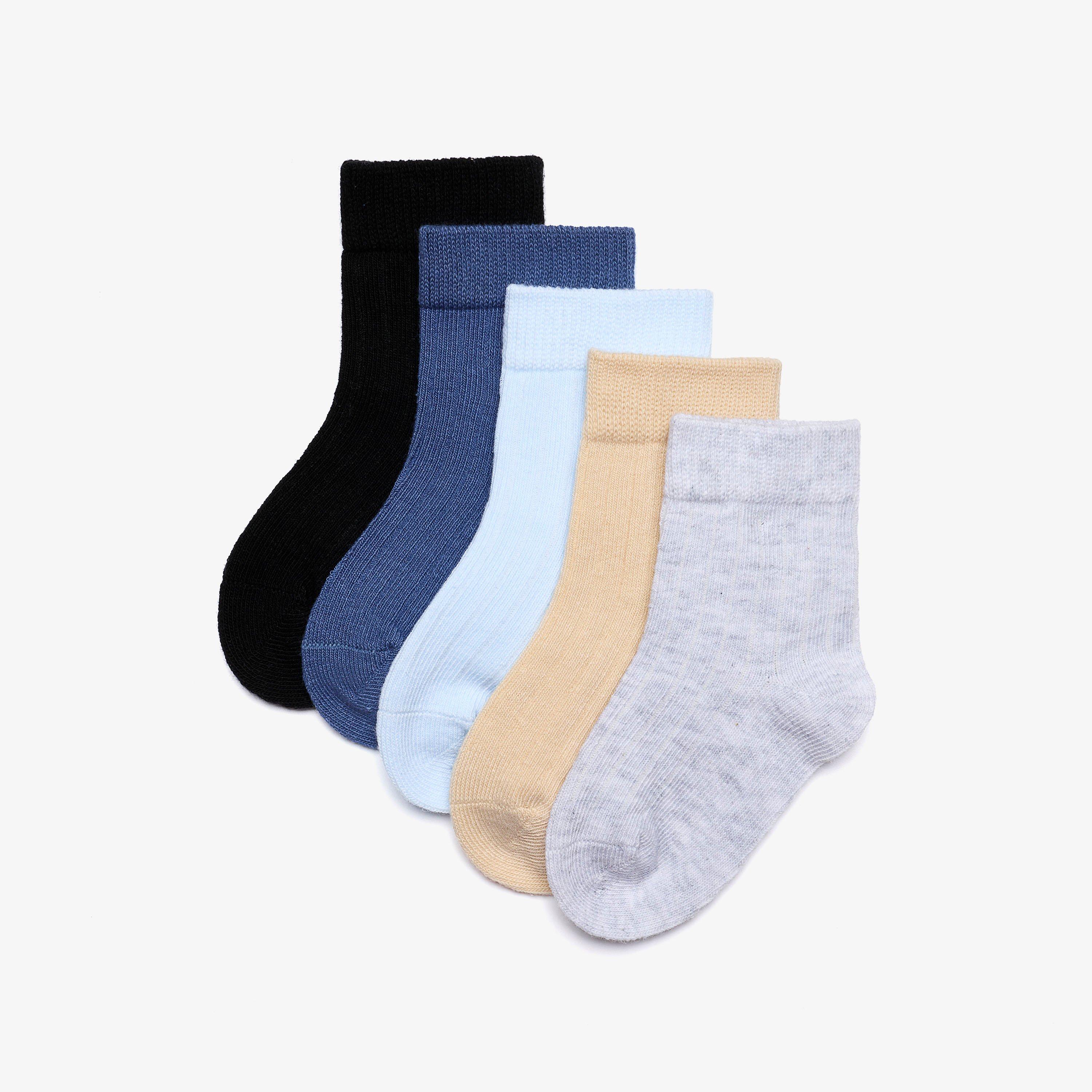 5 Pack Ribbed Crew Socks 6-12 months Blue Multicolour Socks, view 1 of 4