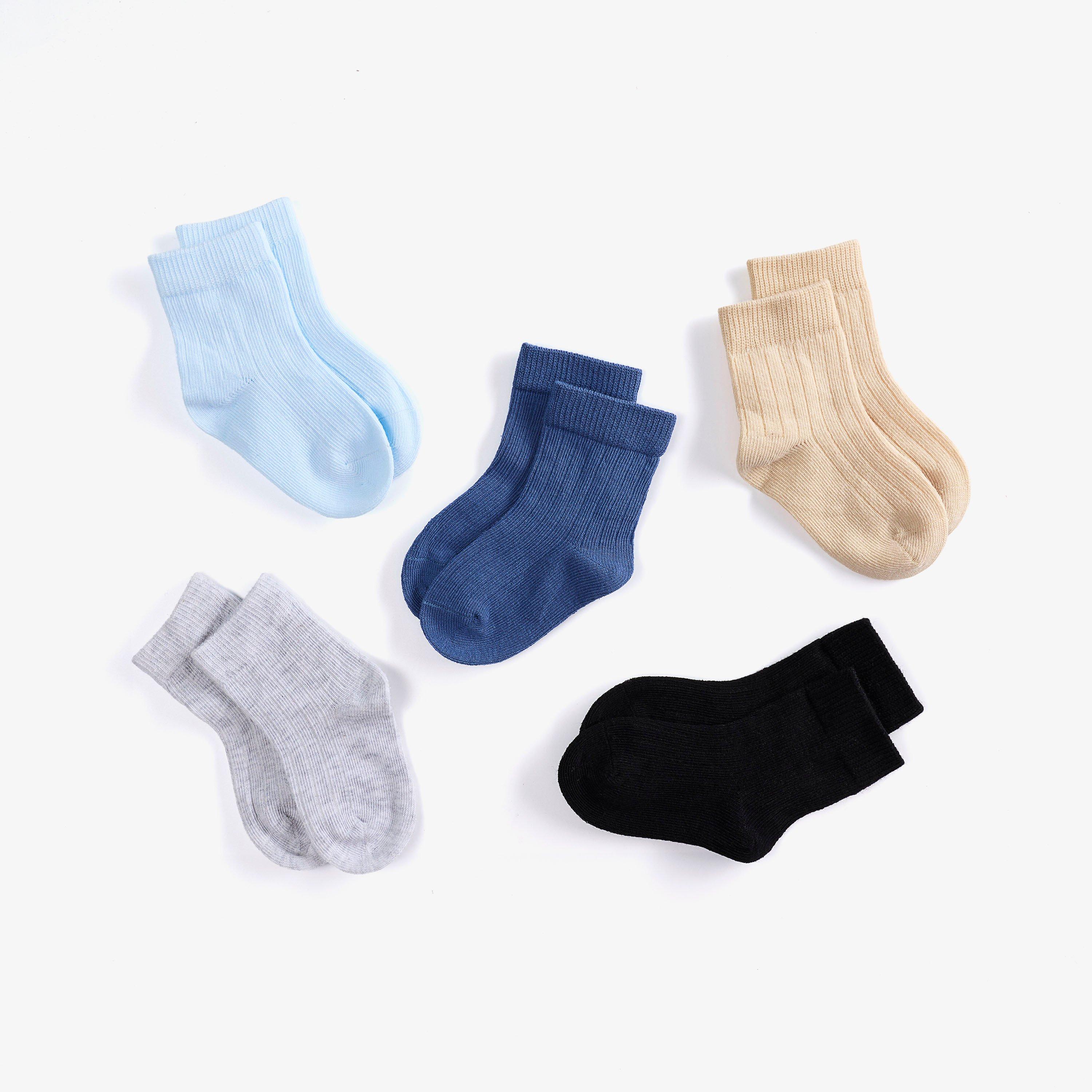 5 Pack Ribbed Crew Socks 6-12 months Blue Multicolour Socks, view 2 of 4