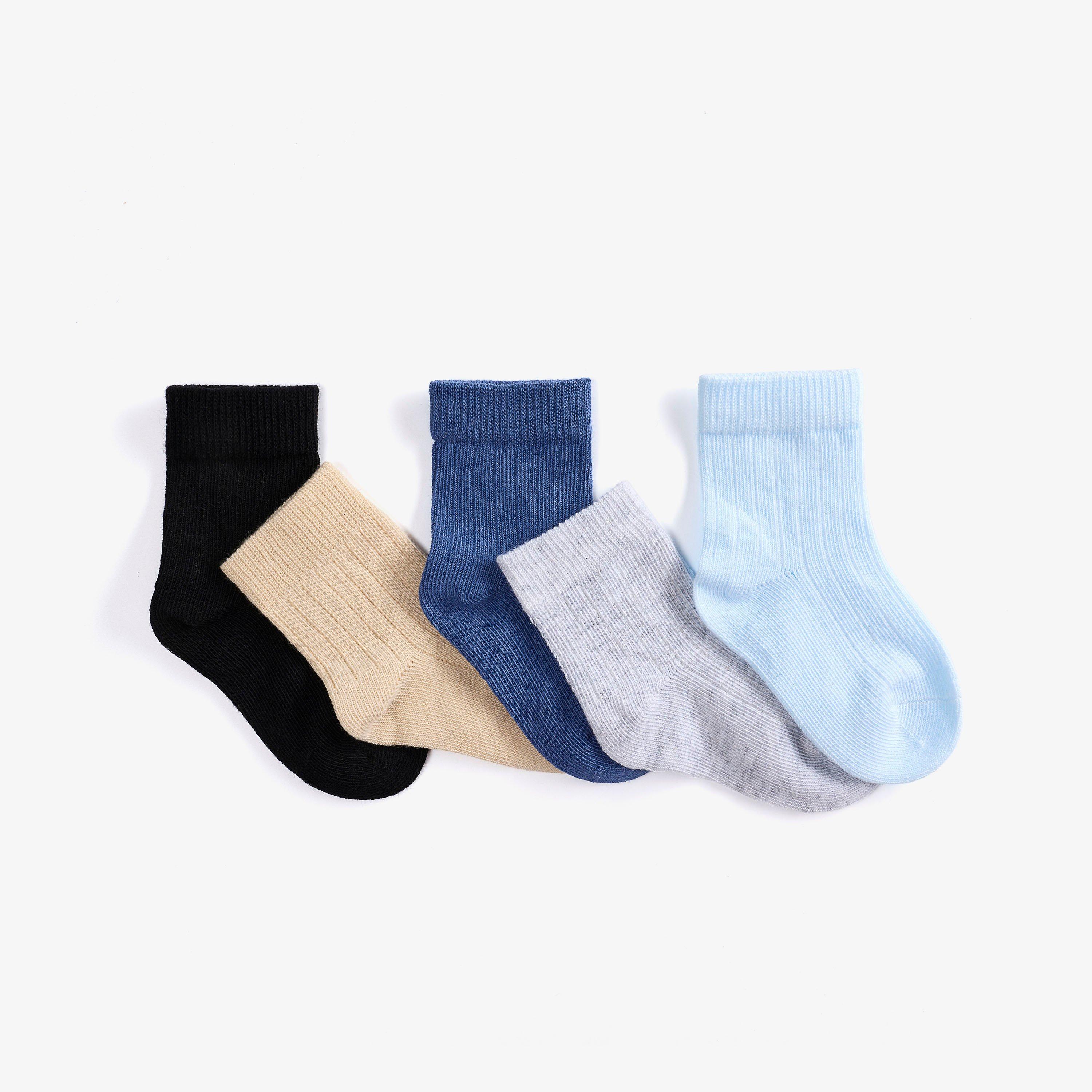 5 Pack Ribbed Crew Socks 6-12 months Blue Multicolour Socks, view 3 of 4