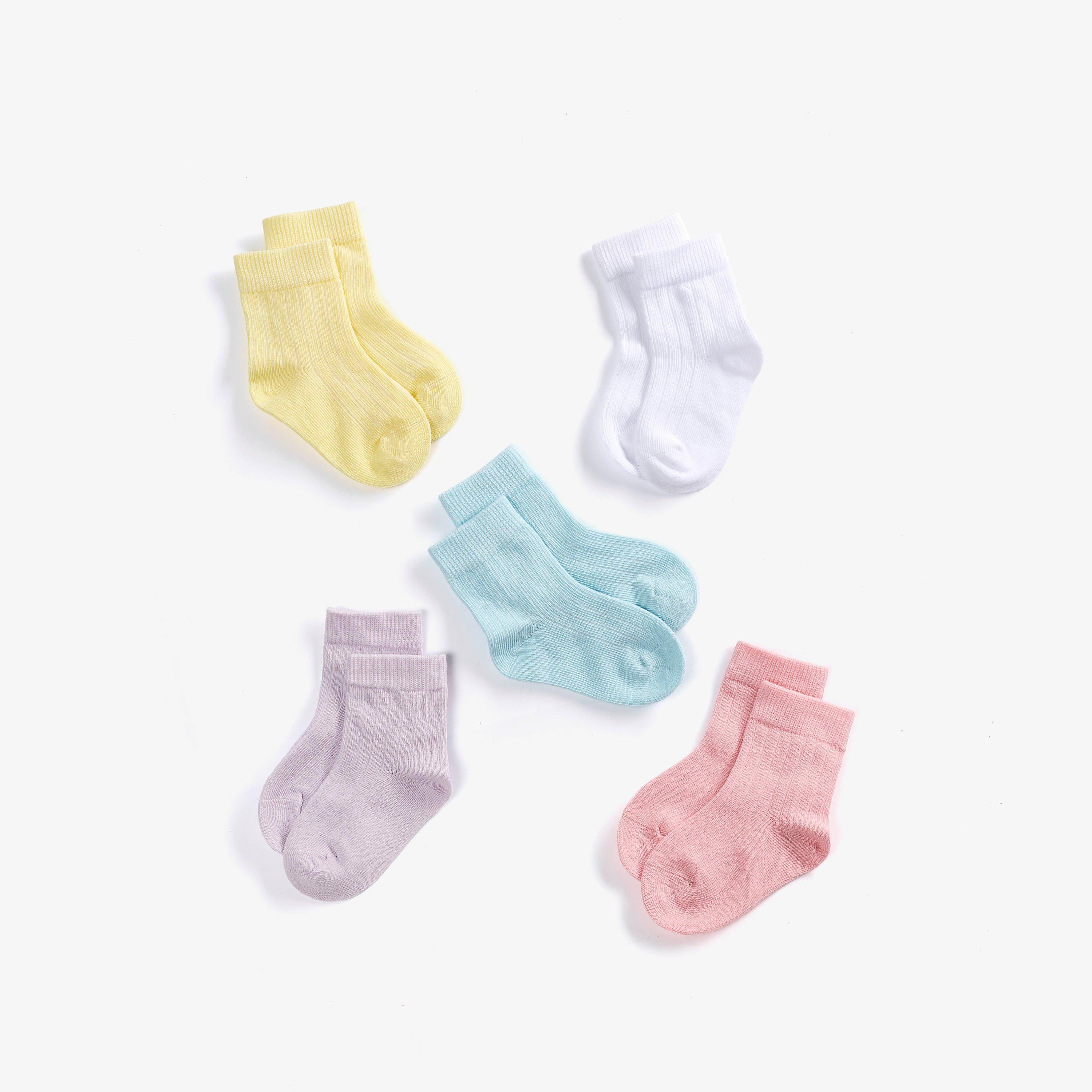 5 Pack Ribbed Crew Socks 6-12 months Pink Multicolour Socks, view 2 of 4