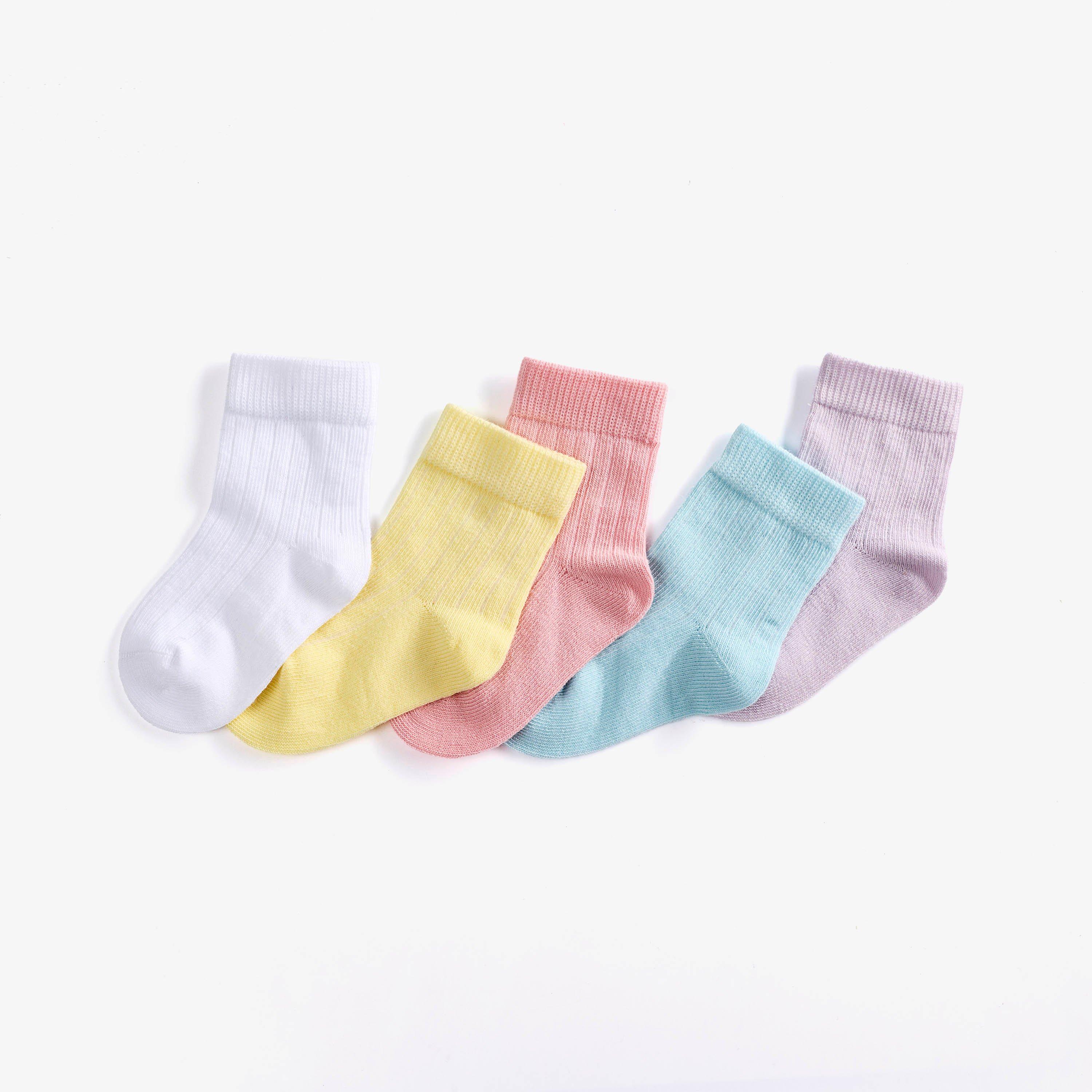 5 Pack Ribbed Crew Socks 6-12 months Pink Multicolour Socks, view 3 of 4