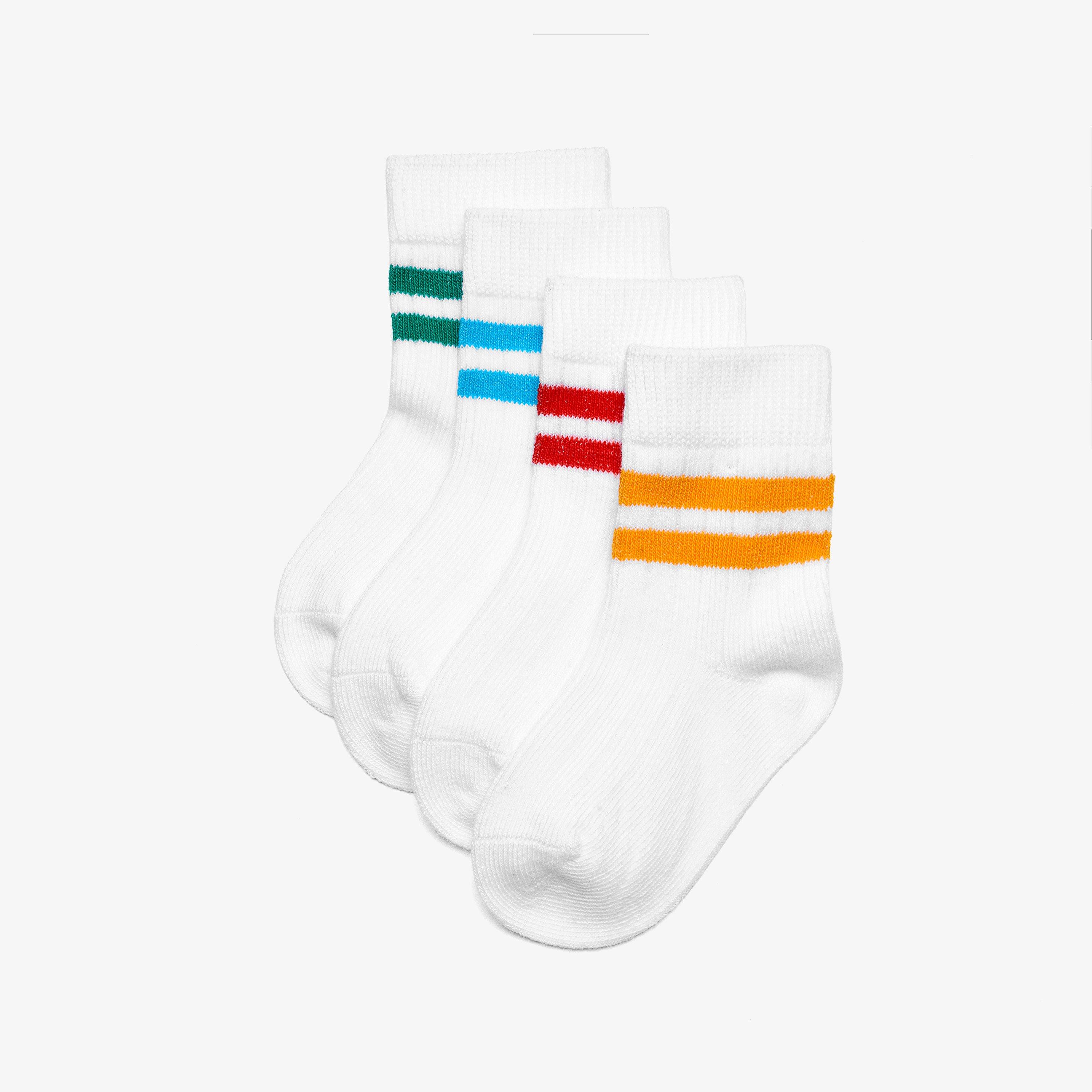 4 Pack Stripe Socks 6-12 months White Multicolour Socks, view 1 of 4