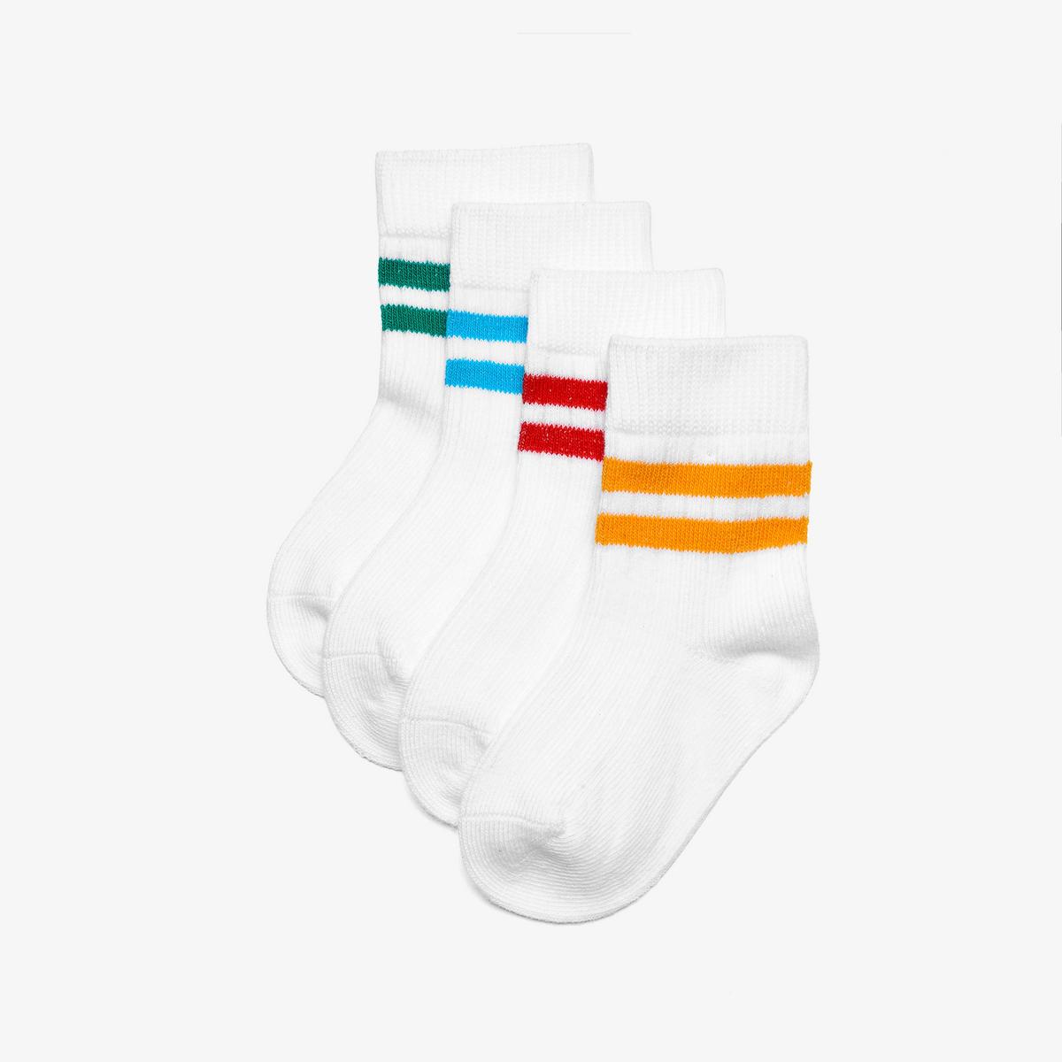 4 Pack Stripe Socks 6-12 months White Multi — White