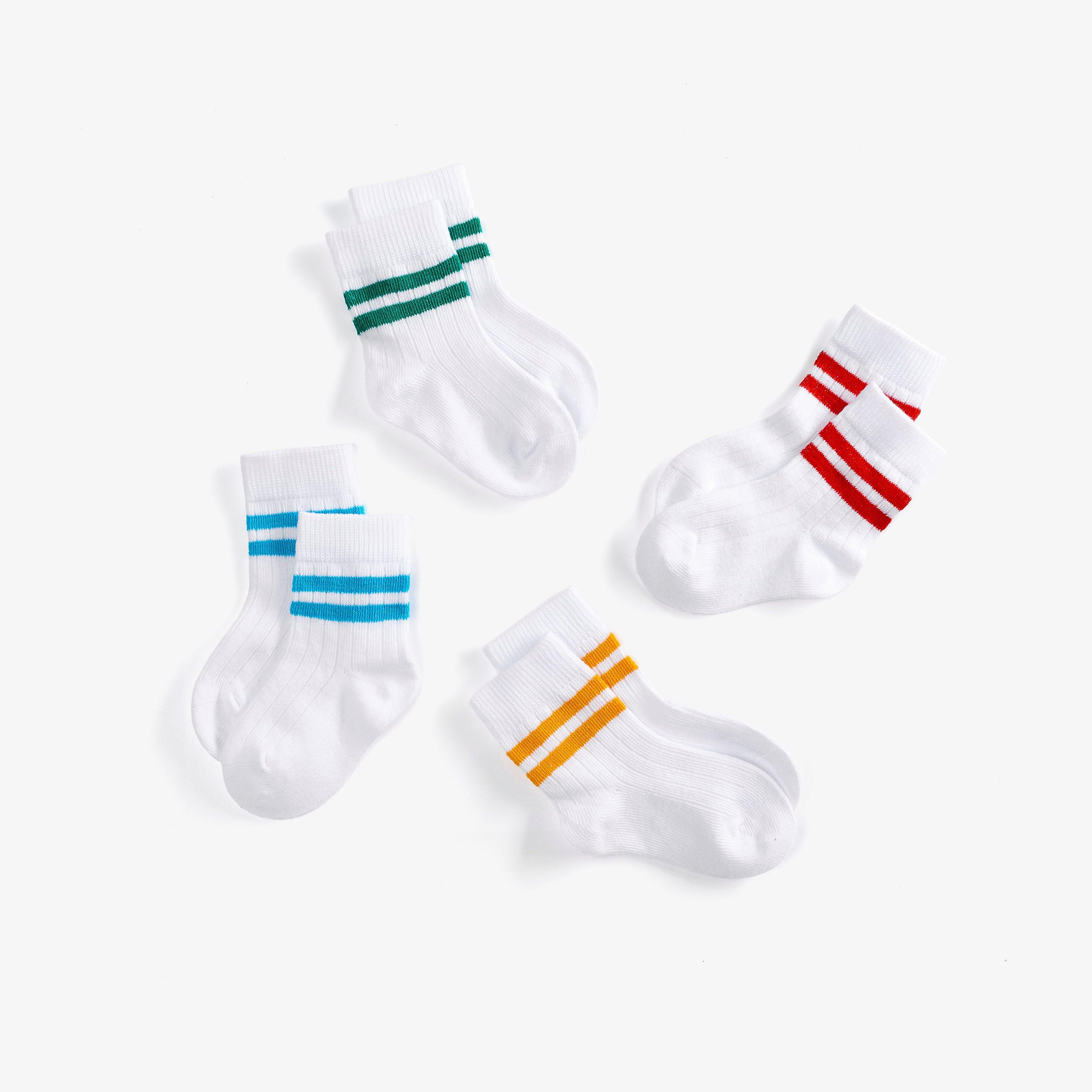4 Pack Stripe Socks 6-12 months White Multi White Multicolour Socks, view 2 of 4