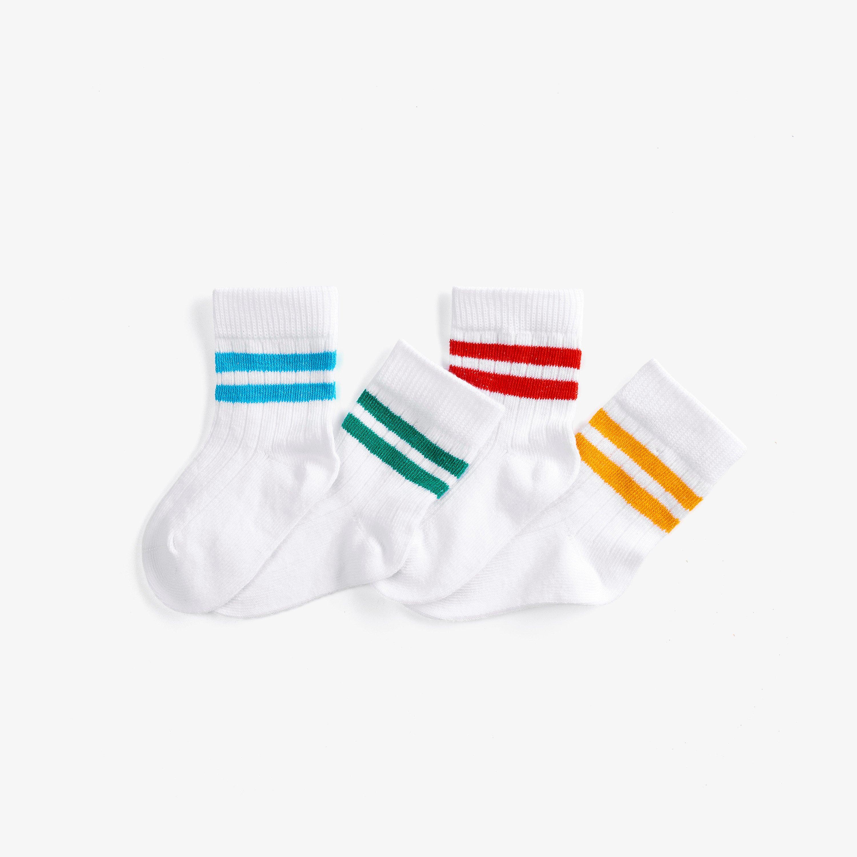 4 Pack Stripe Socks 6-12 months White Multi White Multicolour Socks, view 3 of 4