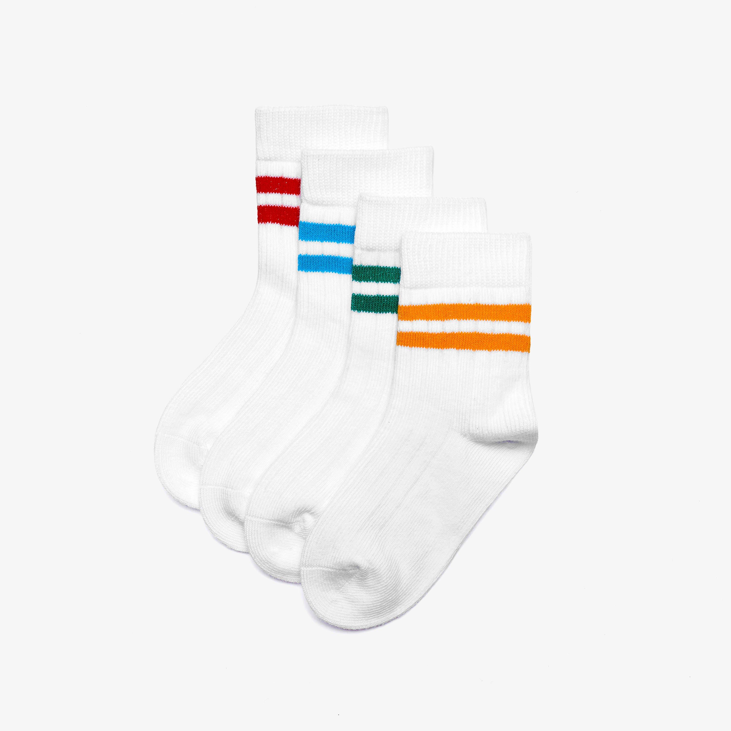 4 Pack Stripe Socks 1-2 years White Multicolour Socks, view 1 of 4