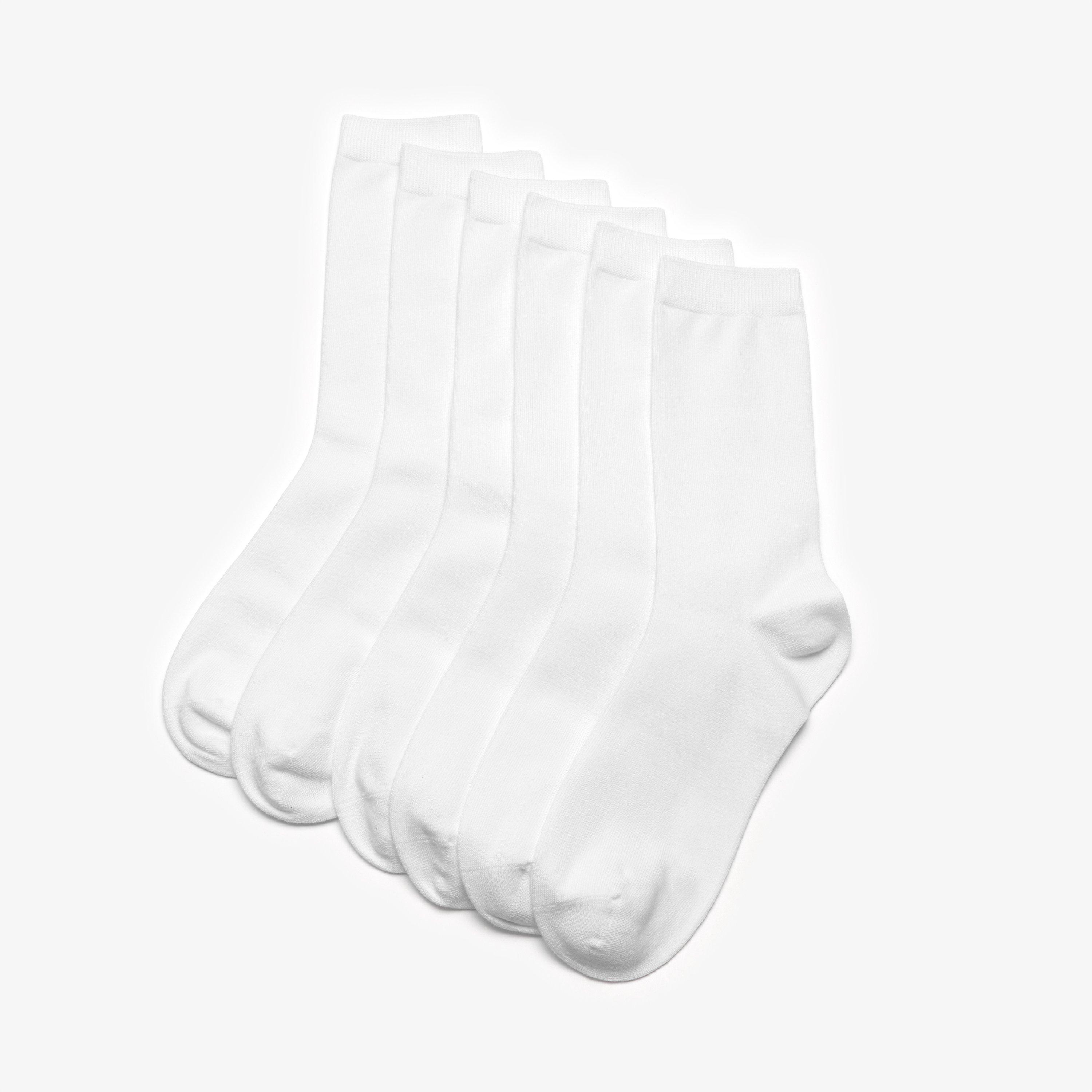 6 Pack Crew Socks Size 2-8 White Socks, view 1 of 2