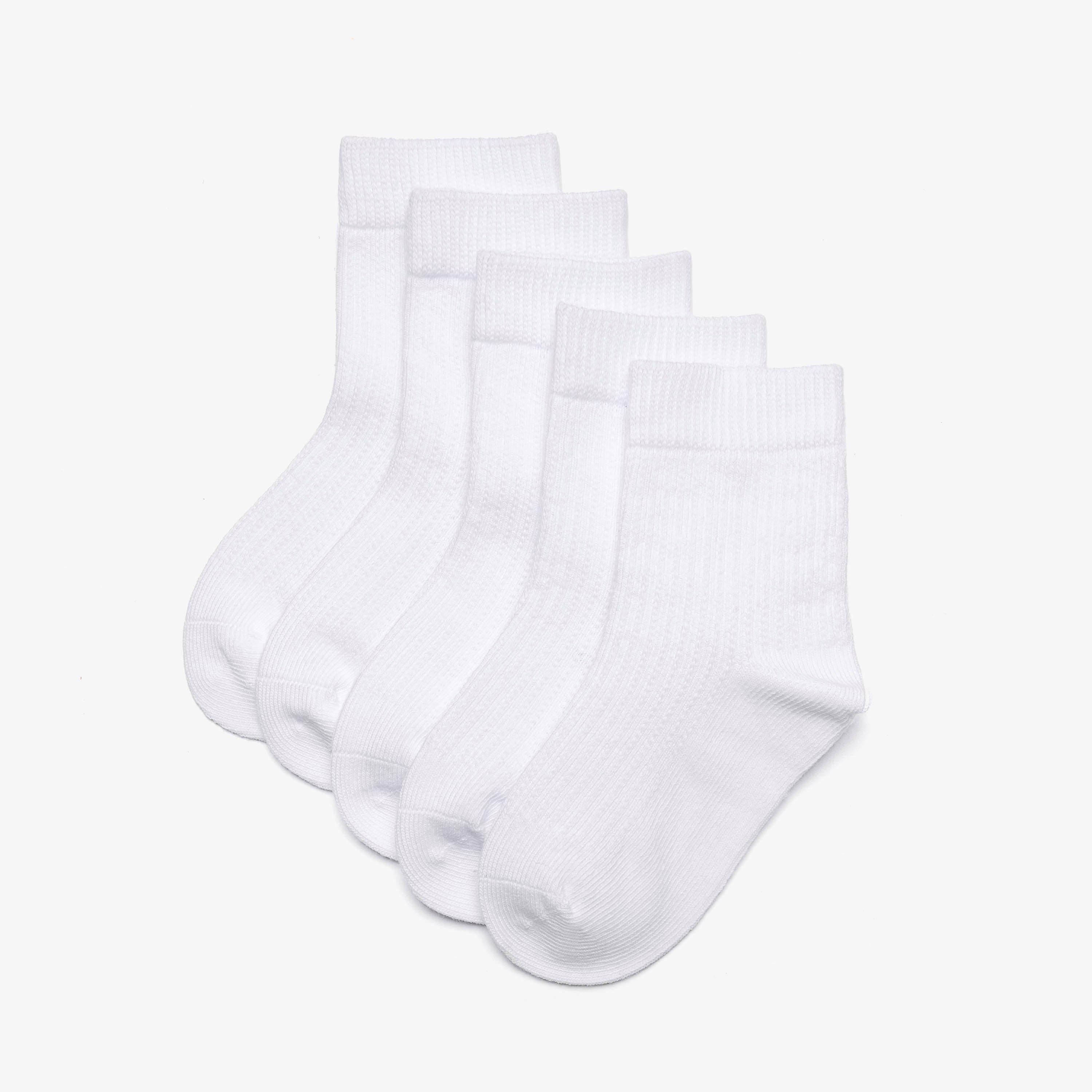 5 Pack Ribbed Crew Socks 1-2 years White Socks, view 1 of 4