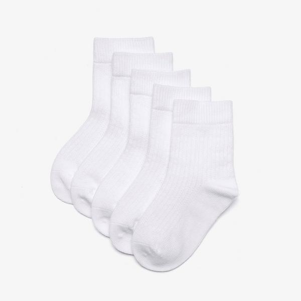 5 Pack Crew Socks 1-2 years — White