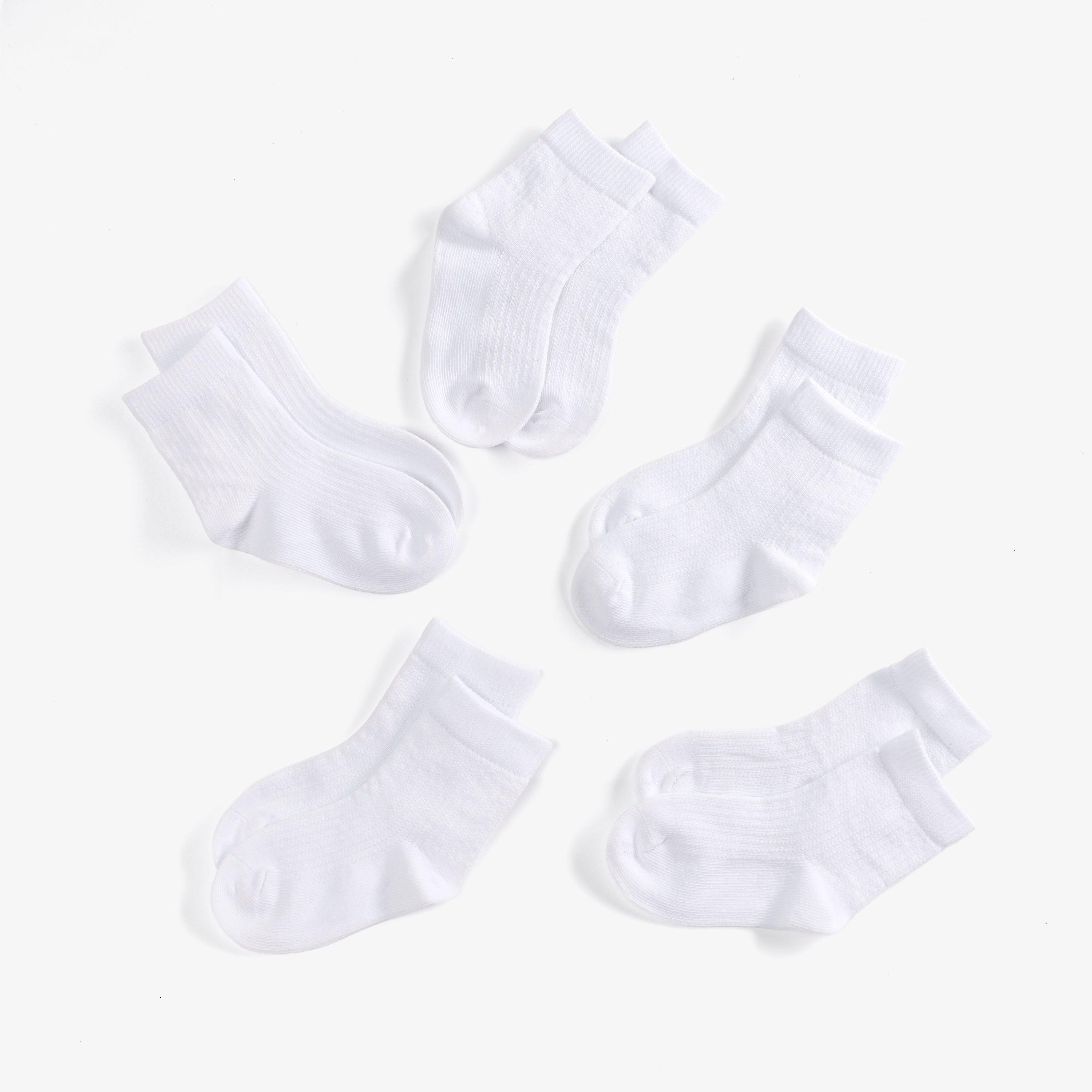 5 Pack Crew Socks 1-2 years — White