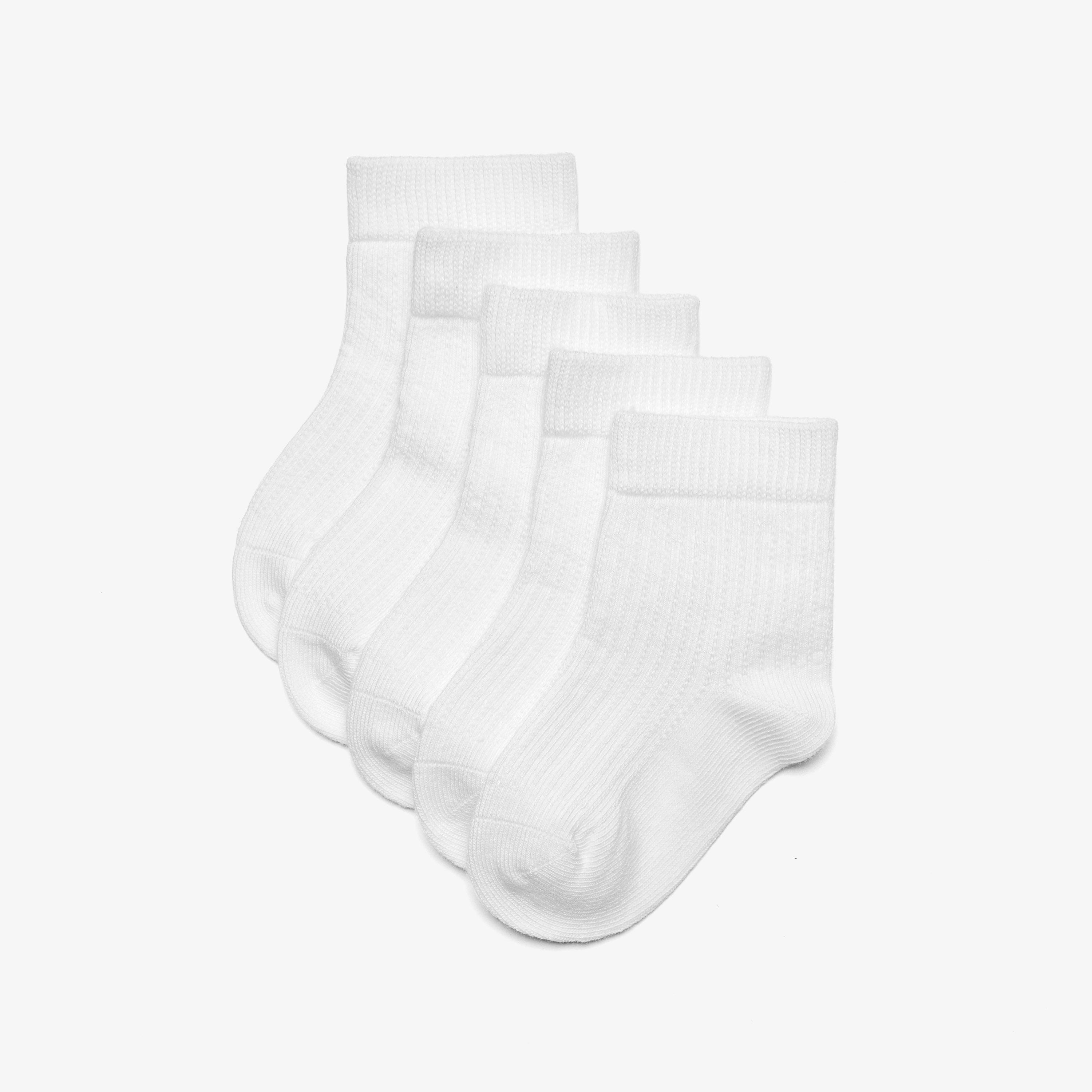5 Pack Ribbed Crew Socks 6-12 months White Socks, view 1 of 4