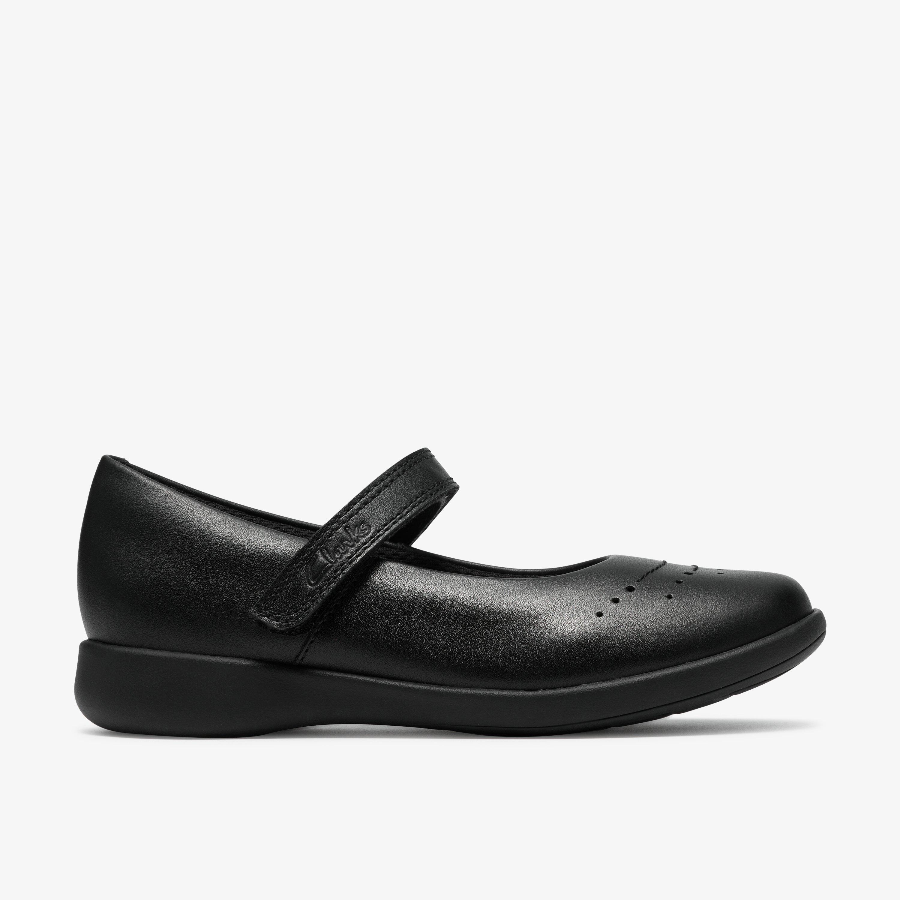 Etch Gem Kid Black Leather Mary Jane Riptape School Shoes, view 1 of 6