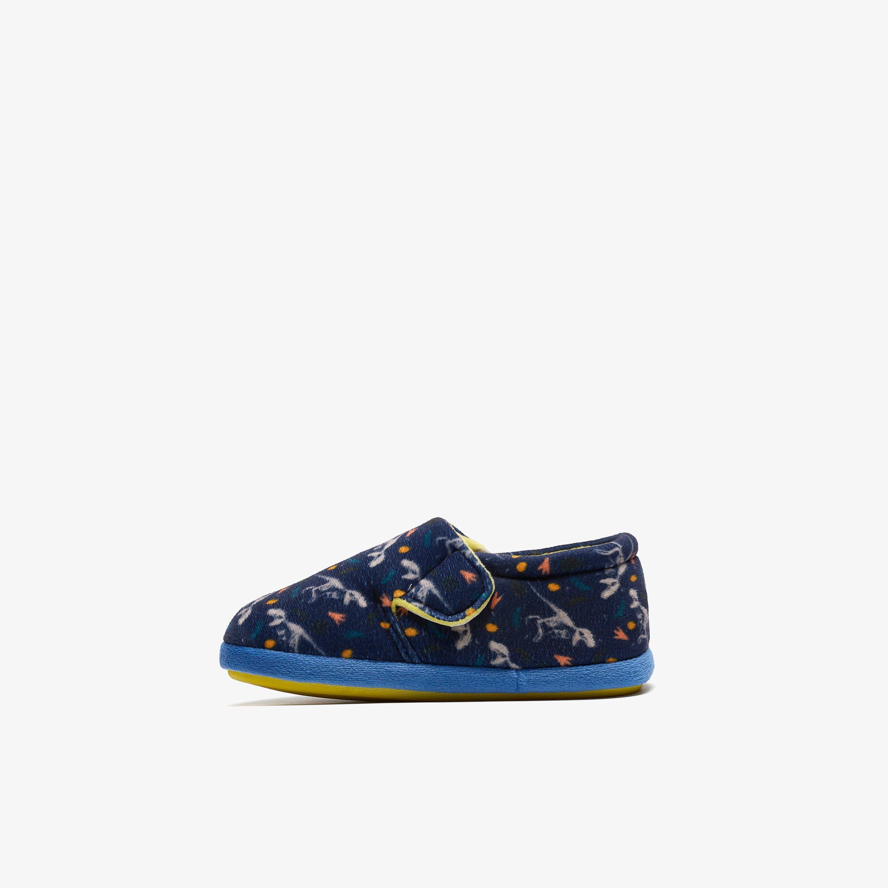 Fluffy Snug Kid Navy Print Slippers, view 2 of 6