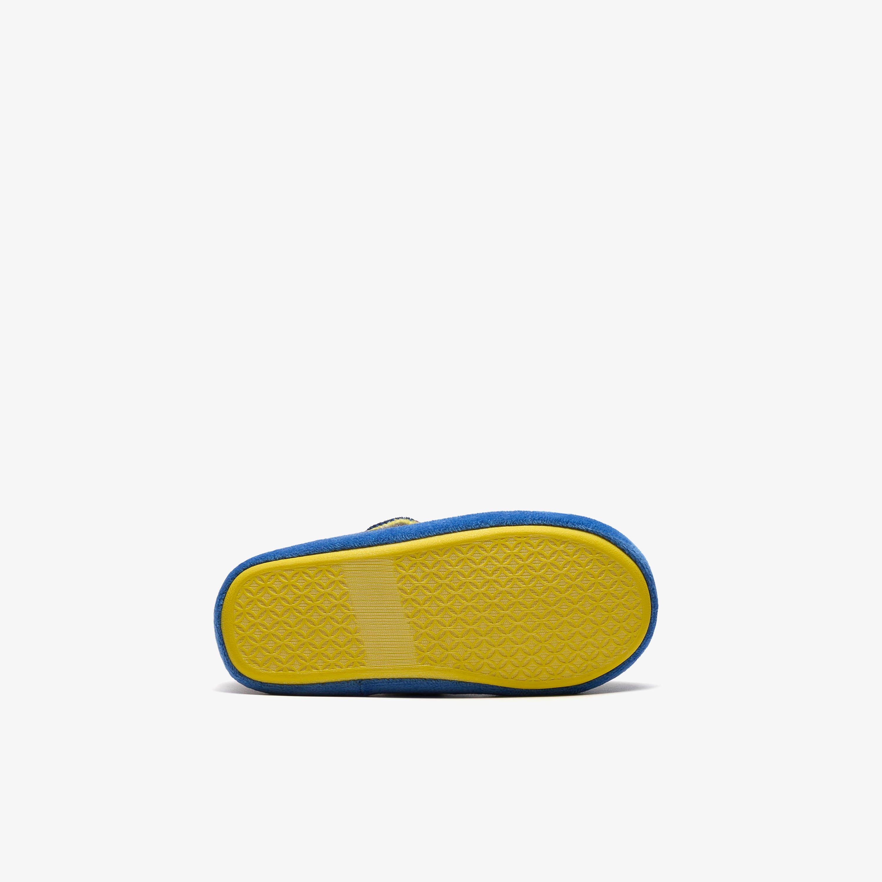 Fluffy Snug Kid Navy Print Slippers, view 3 of 6