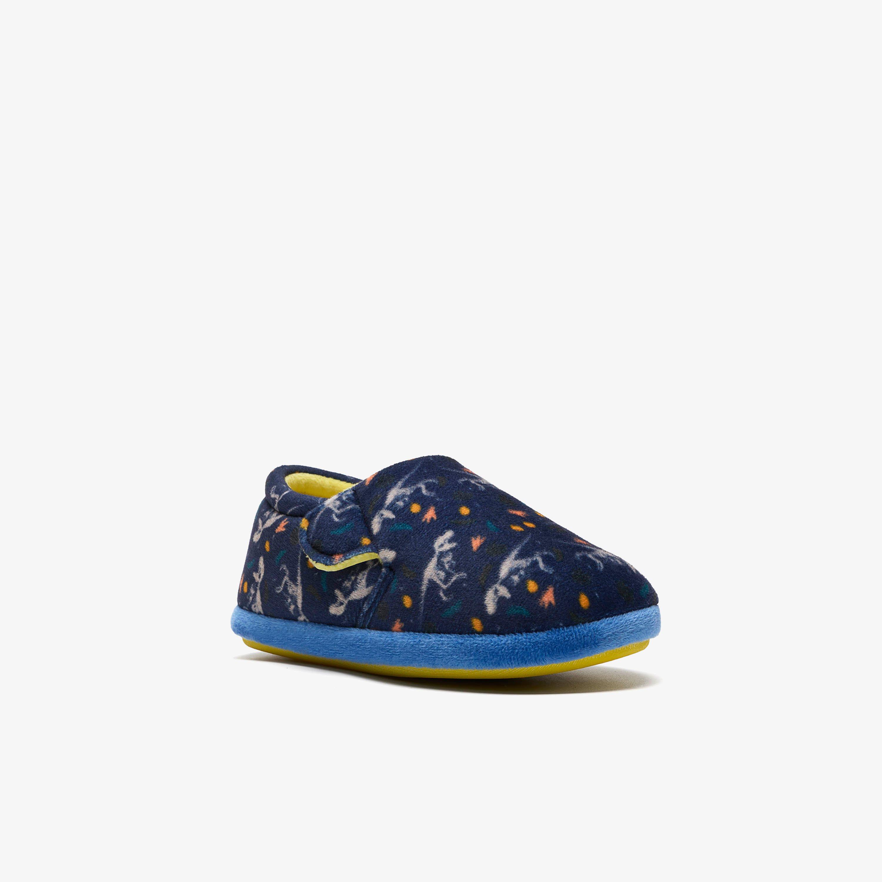 Fluffy Snug Kid Navy Print Slippers, view 4 of 6