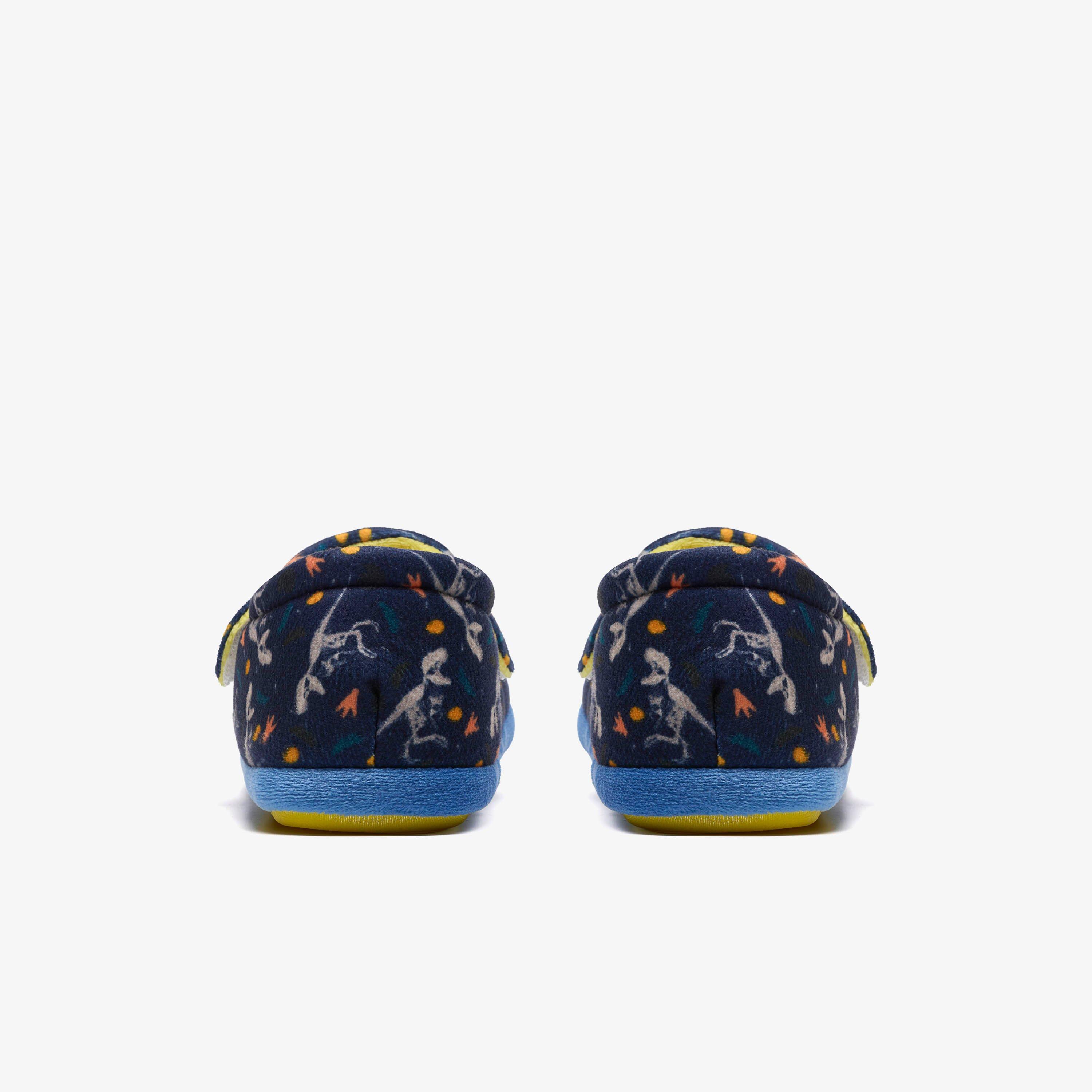 Fluffy Snug Kid Navy Print Slippers, view 5 of 6