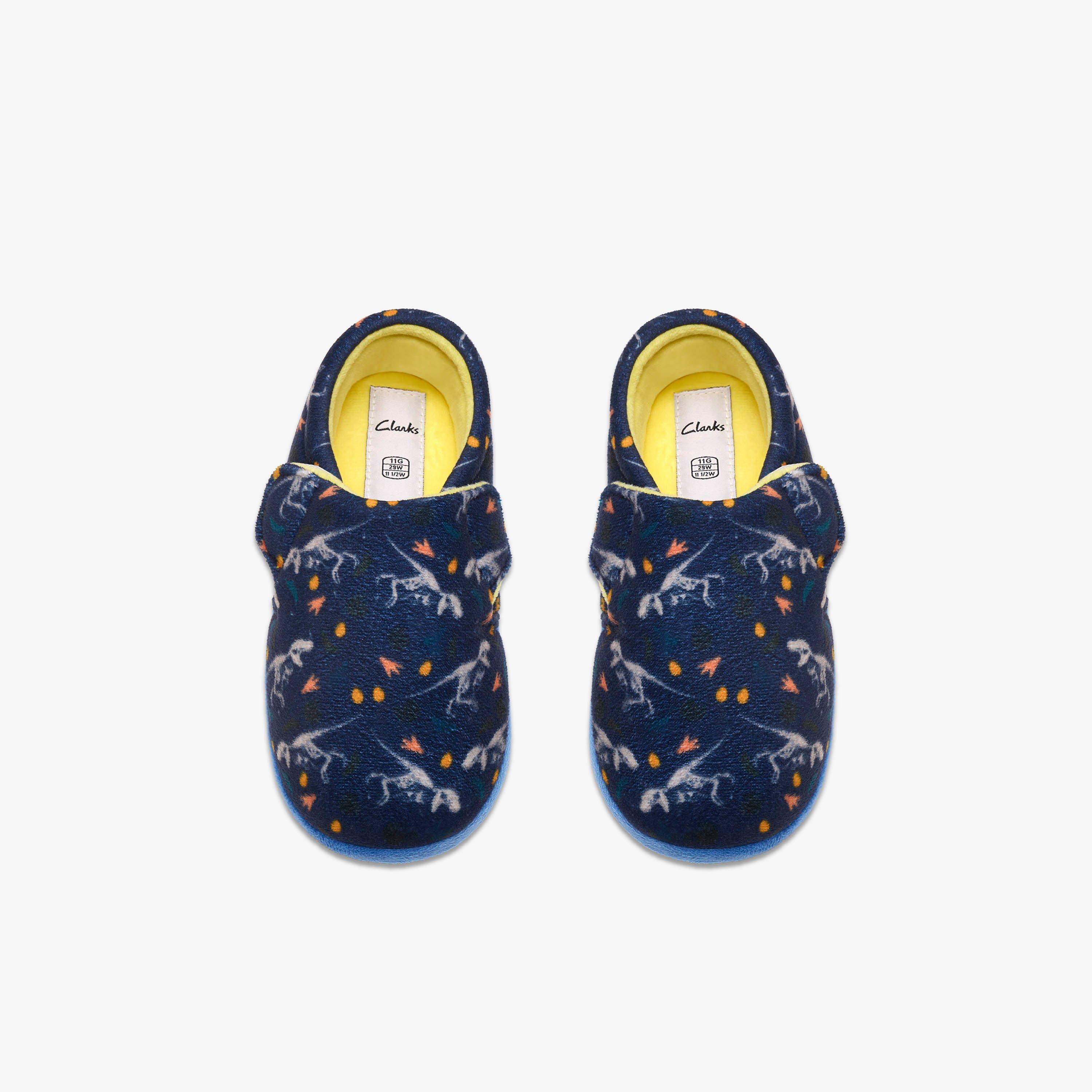 Fluffy Snug Kid Navy Print Slippers, view 6 of 6