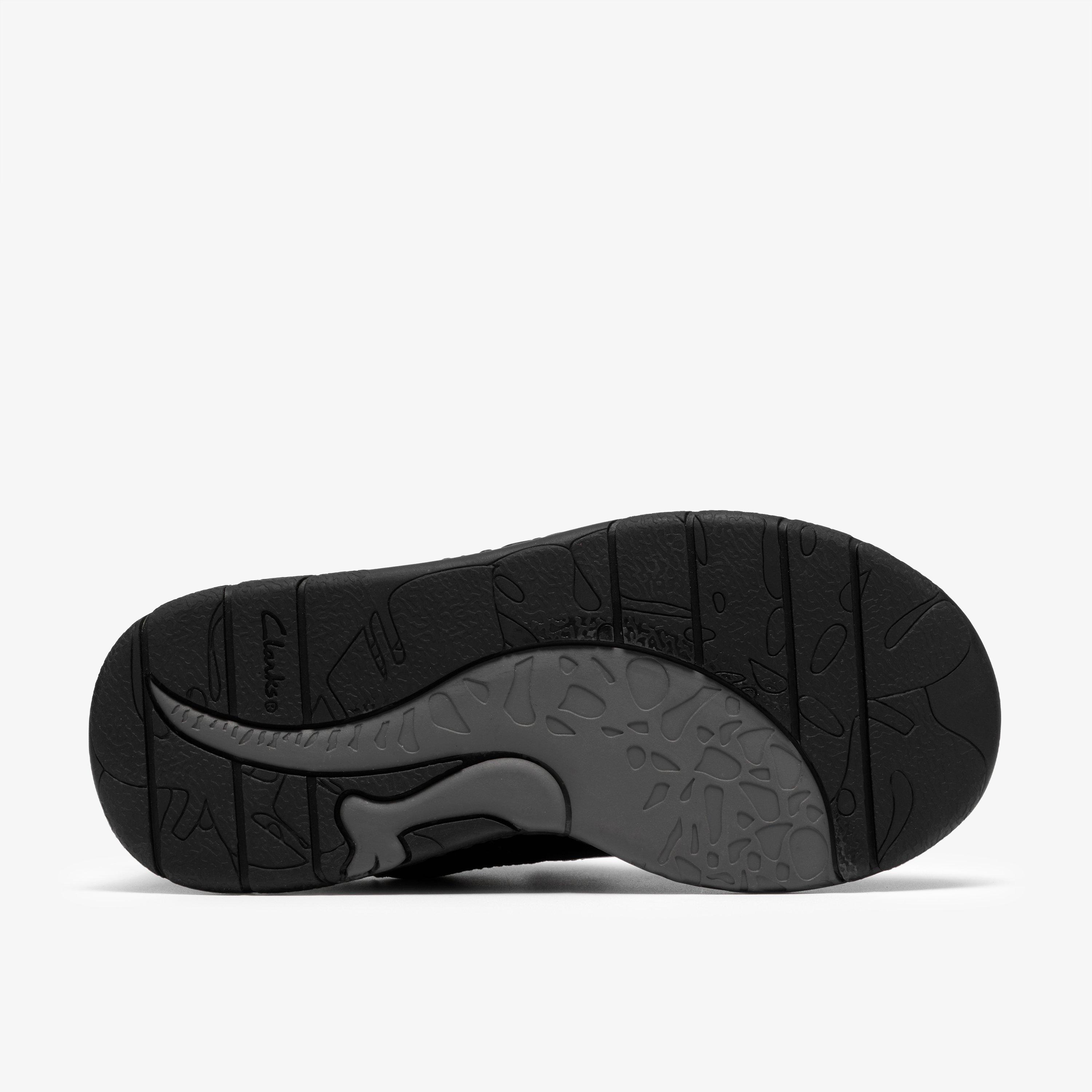 Steggy Soar Kid Black Leather Trainers Riptape School Shoes, view 3 of 6