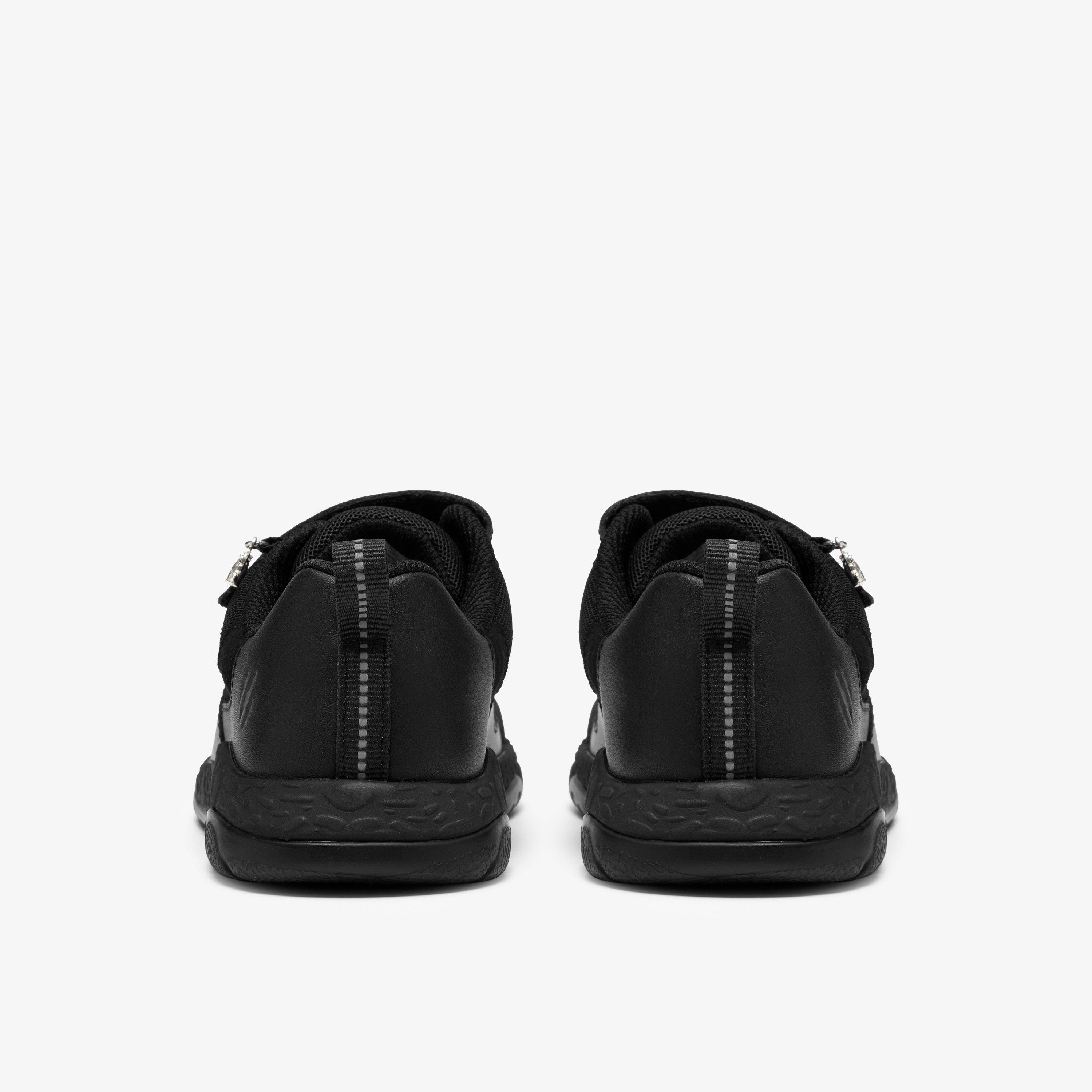 Steggy Soar Kid Black Leather Trainers Riptape School Shoes, view 5 of 6