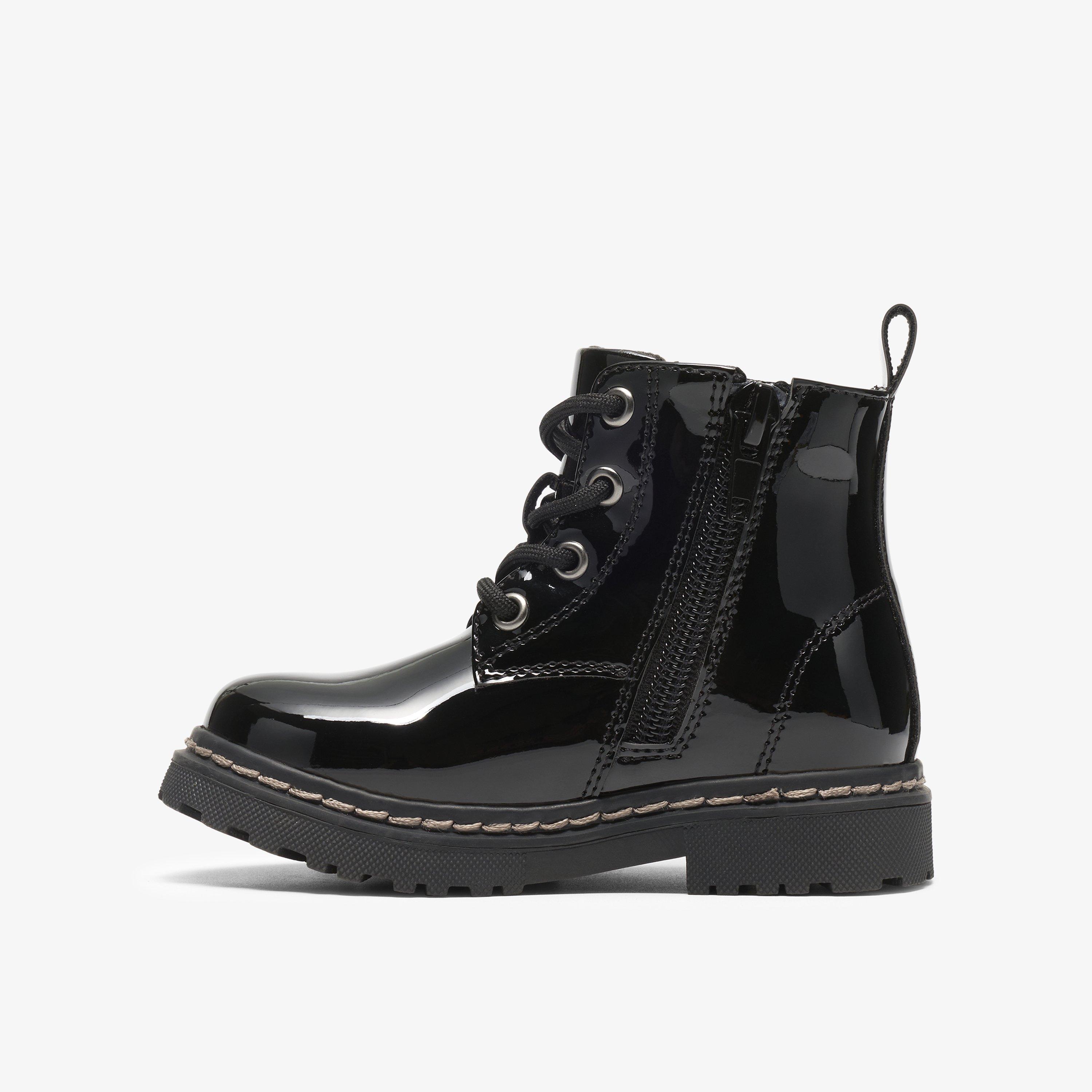 Adelaide Mist Toddler Black Patent Ankle Boots, view 2 of 6