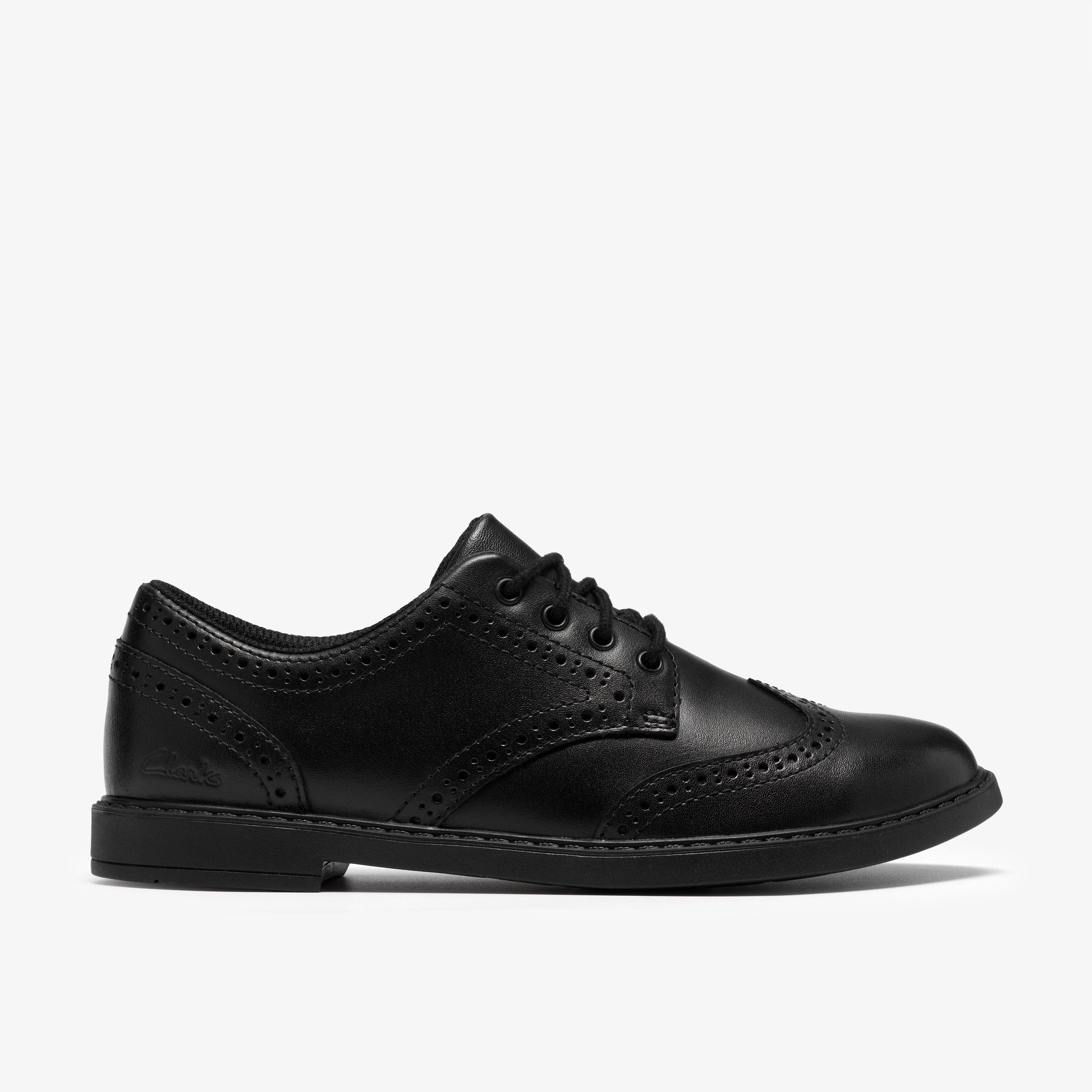 Scala Style Older Black Leather Brogues Lace Up School Shoes, view 1 of 6