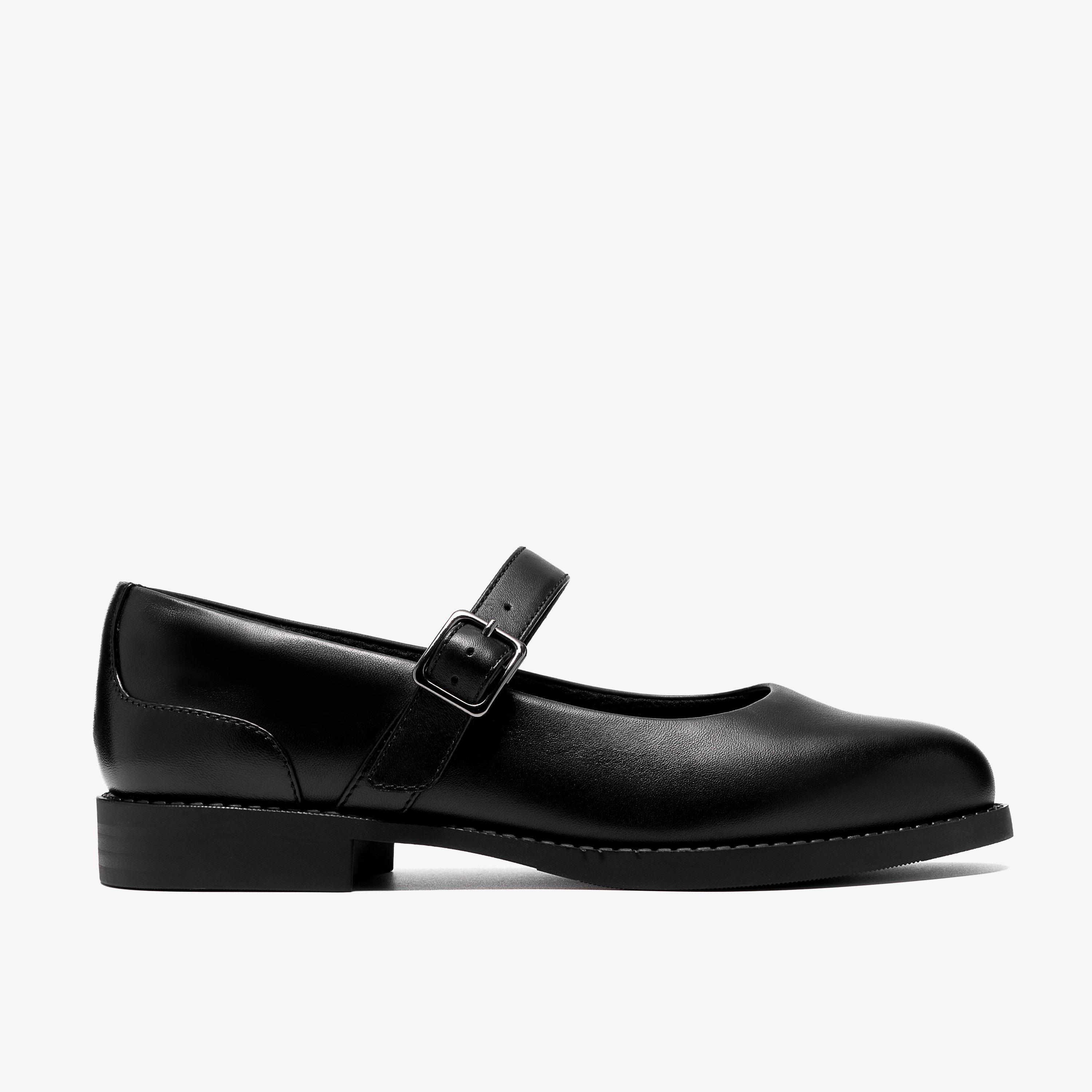 Tapa Skip Youth Black Leather Mary Jane Riptape School Shoes, view 1 of 6
