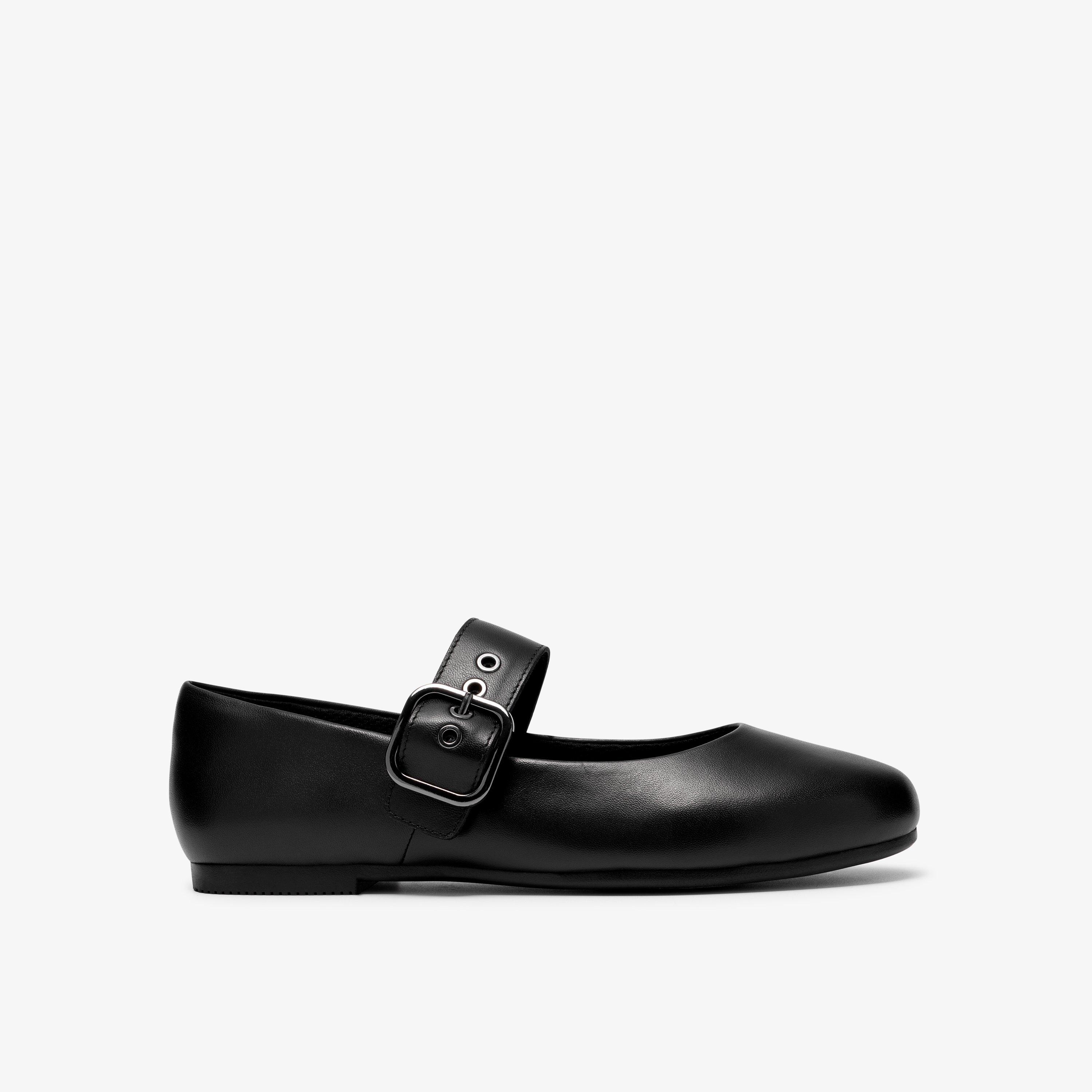 Porto Tap Youth Black Leather Mary Jane Riptape School Shoes, view 1 of 6