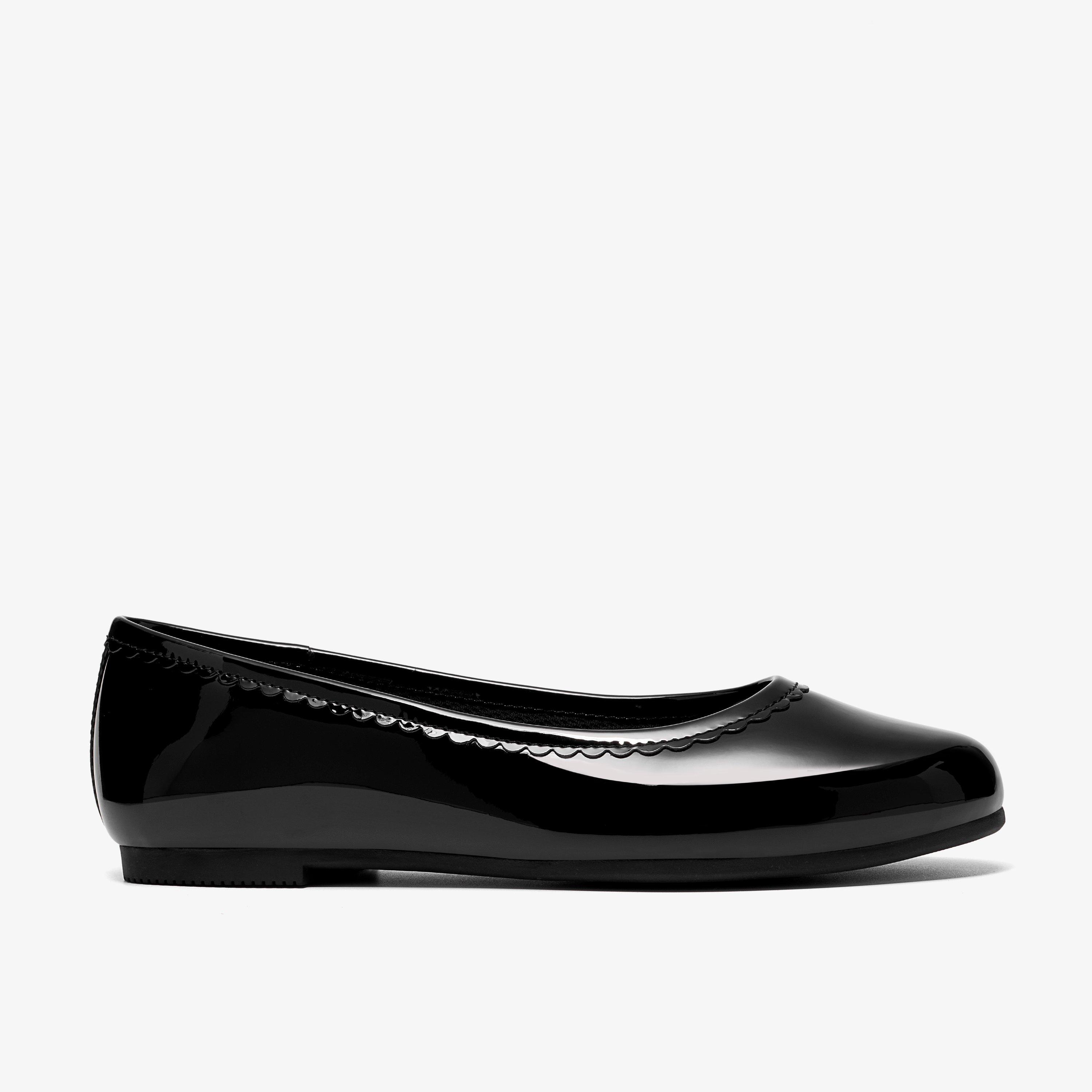 Porto Dress Youth Black Patent Ballet Pumps Slip Ons School Shoes, view 1 of 6