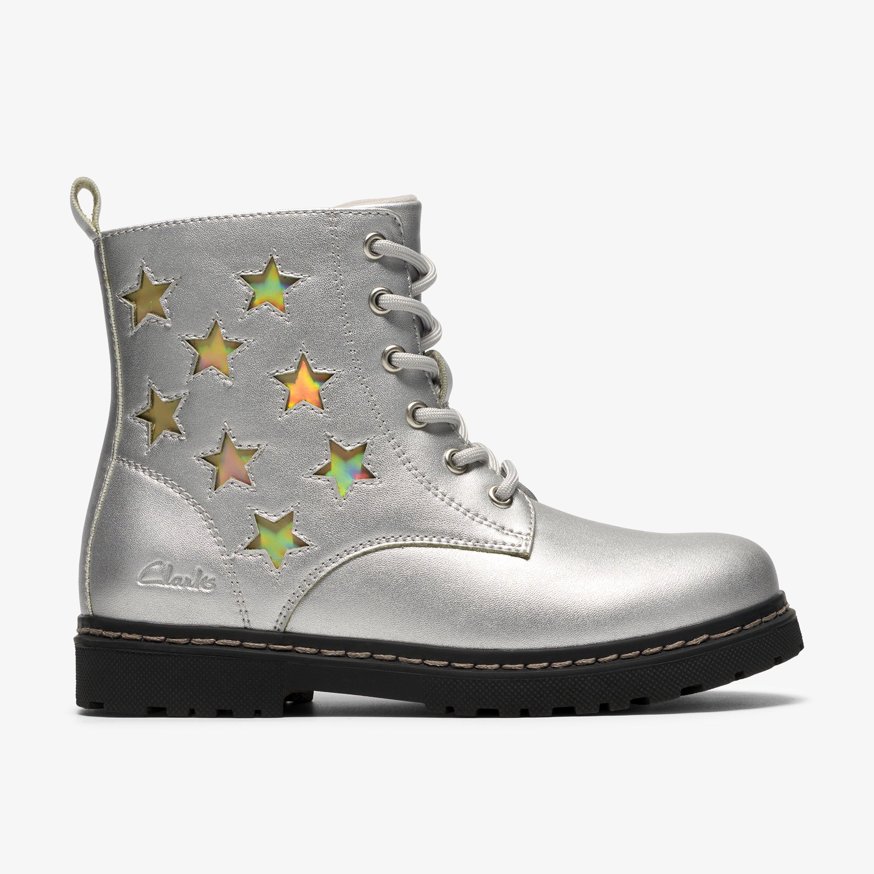 Adelaide Mist Kid Silver Metallic Ankle Boots, view 1 of 6