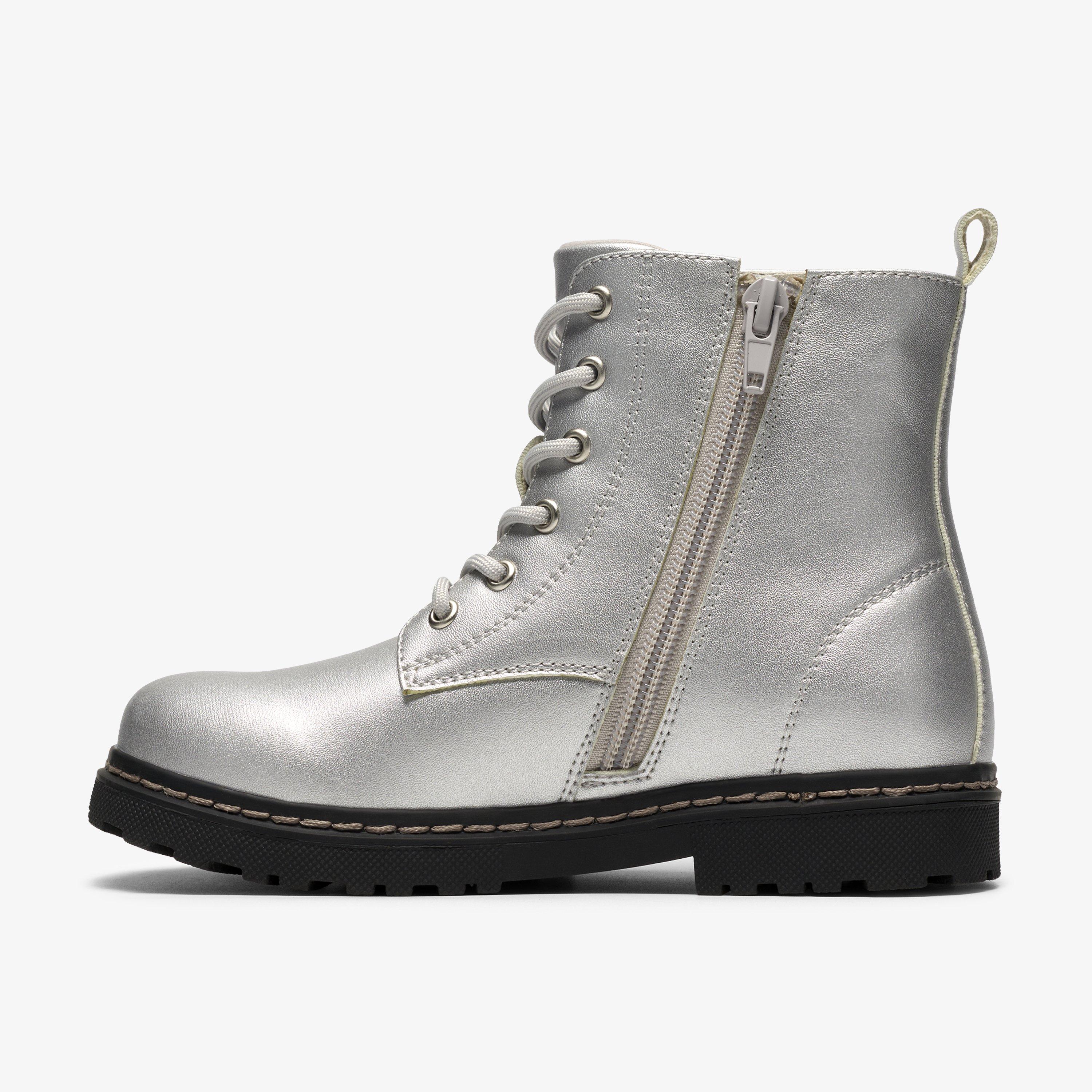 Adelaide Mist Kid Silver Metallic Ankle Boots, view 2 of 6