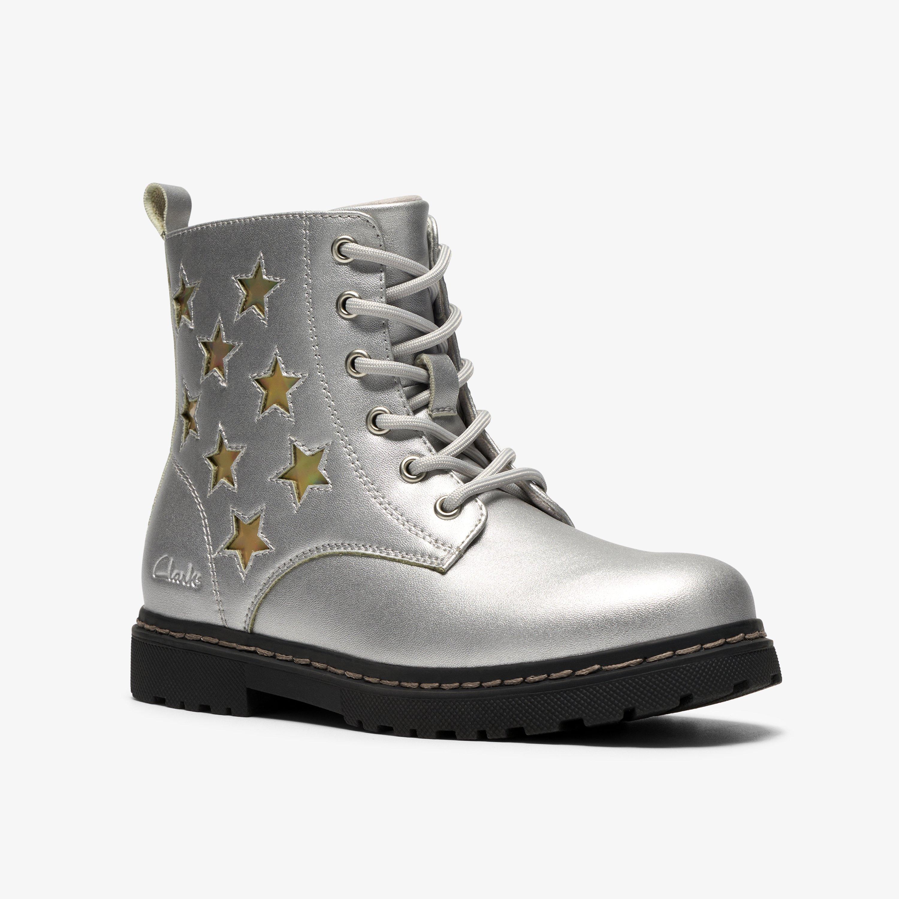 Adelaide Mist Kid Silver Metallic Ankle Boots, view 4 of 6