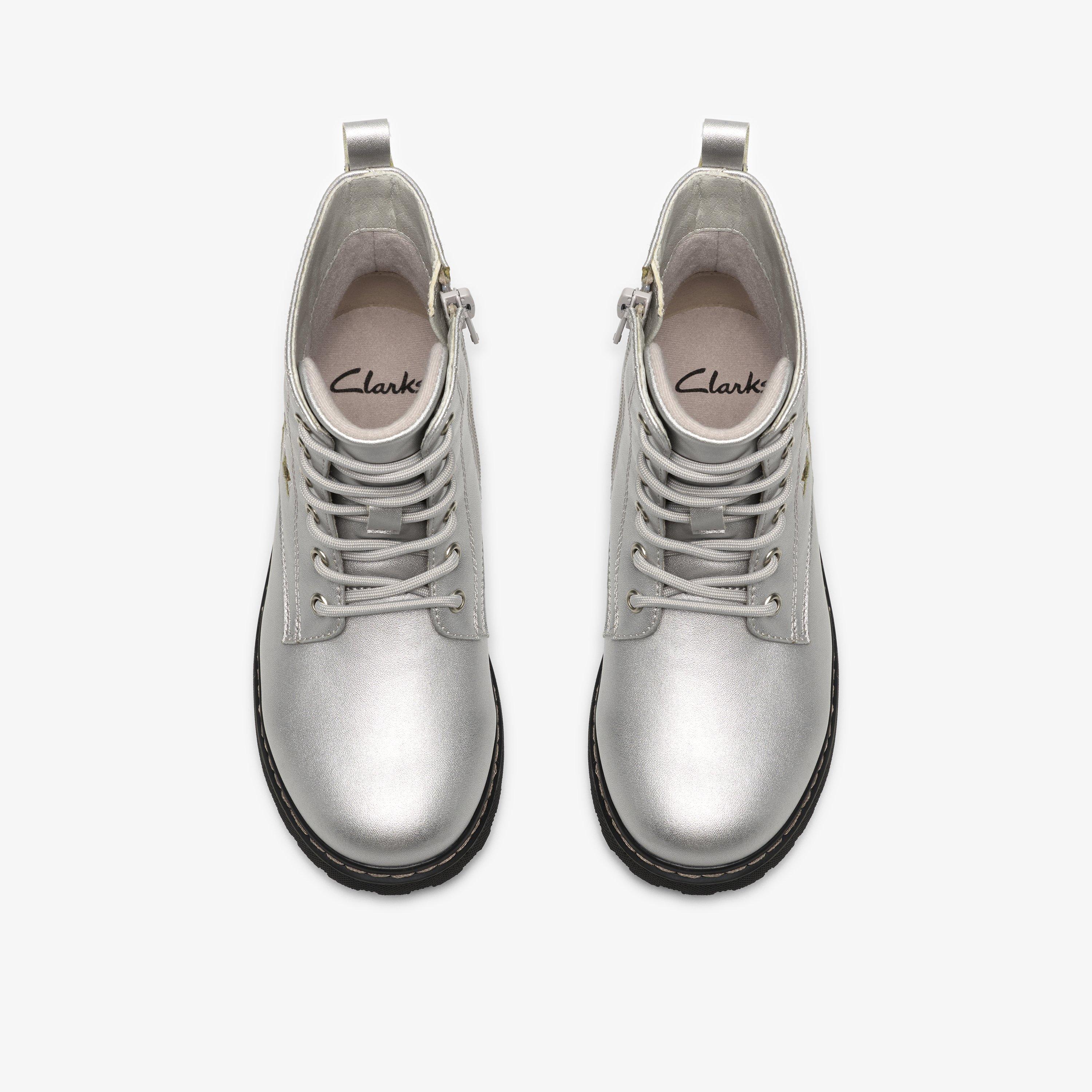 Adelaide Mist Kid Silver Metallic Ankle Boots, view 6 of 6