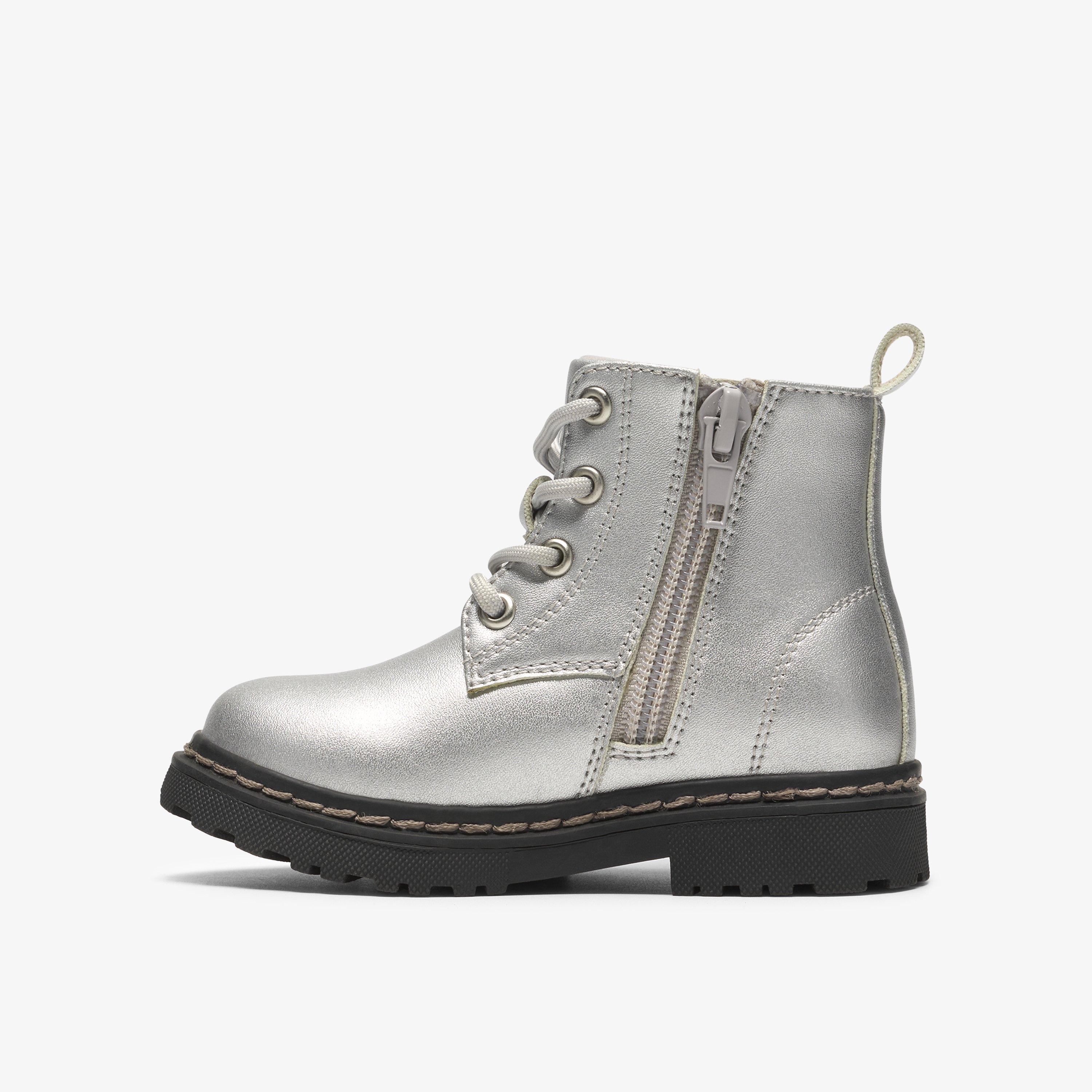 Adelaide Mist Toddler Silver Metallic Ankle Boots, view 2 of 6