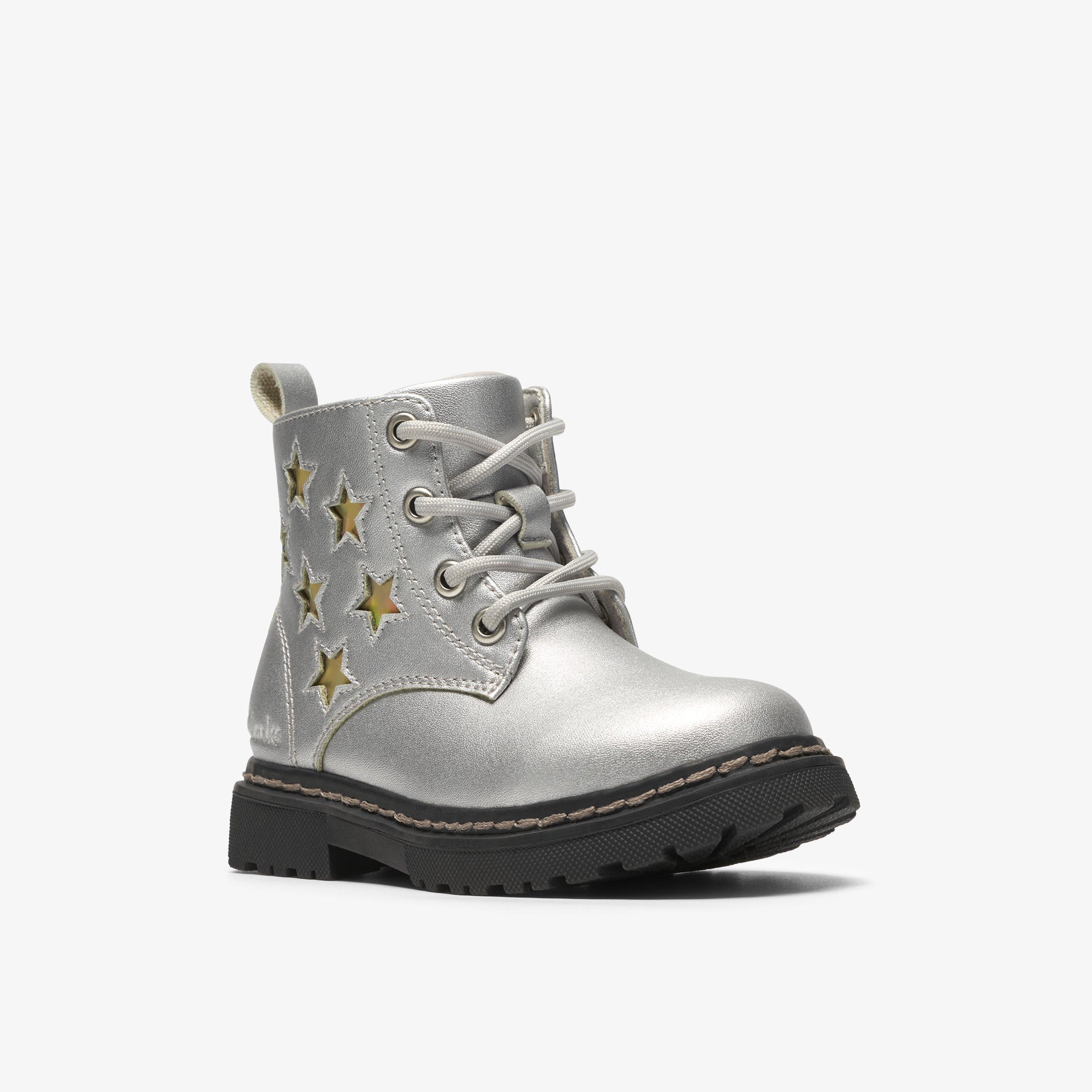 Adelaide Mist Toddler Silver Metallic Ankle Boots, view 4 of 6