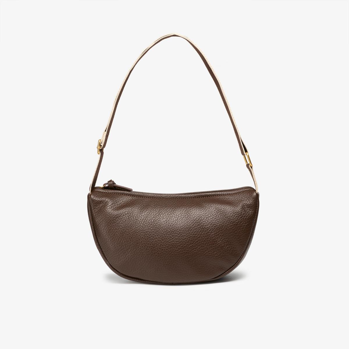 Leather Crescent Crossbody Bag  — Brown