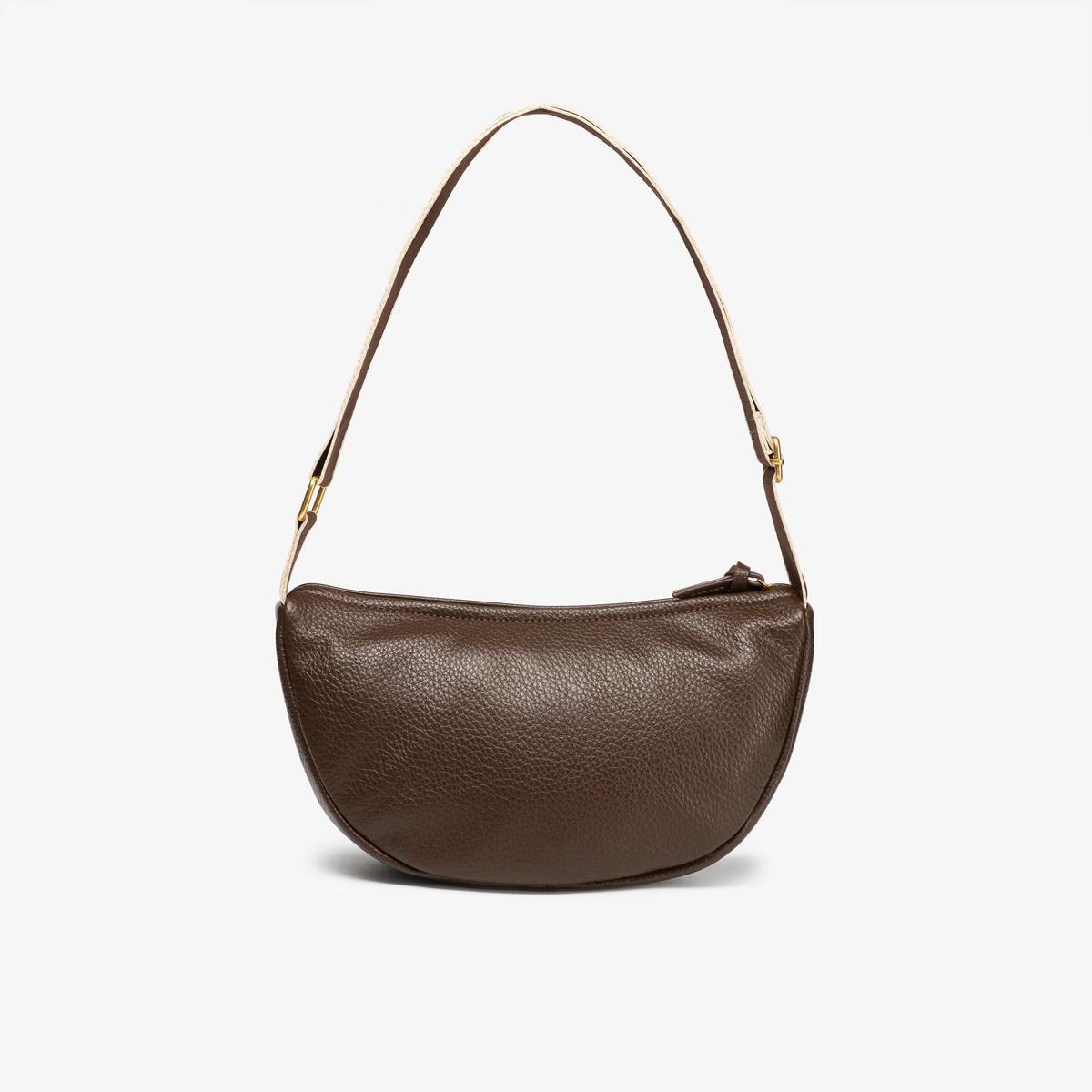 Leather Crescent Crossbody Bag  — Brown
