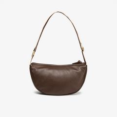 Leather Crescent Crossbody Bag  — Brown 2