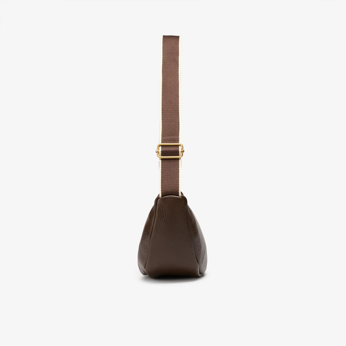 Leather Crescent Crossbody Bag  — Brown