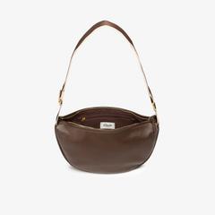 Leather Crescent Crossbody Bag  — Brown 4