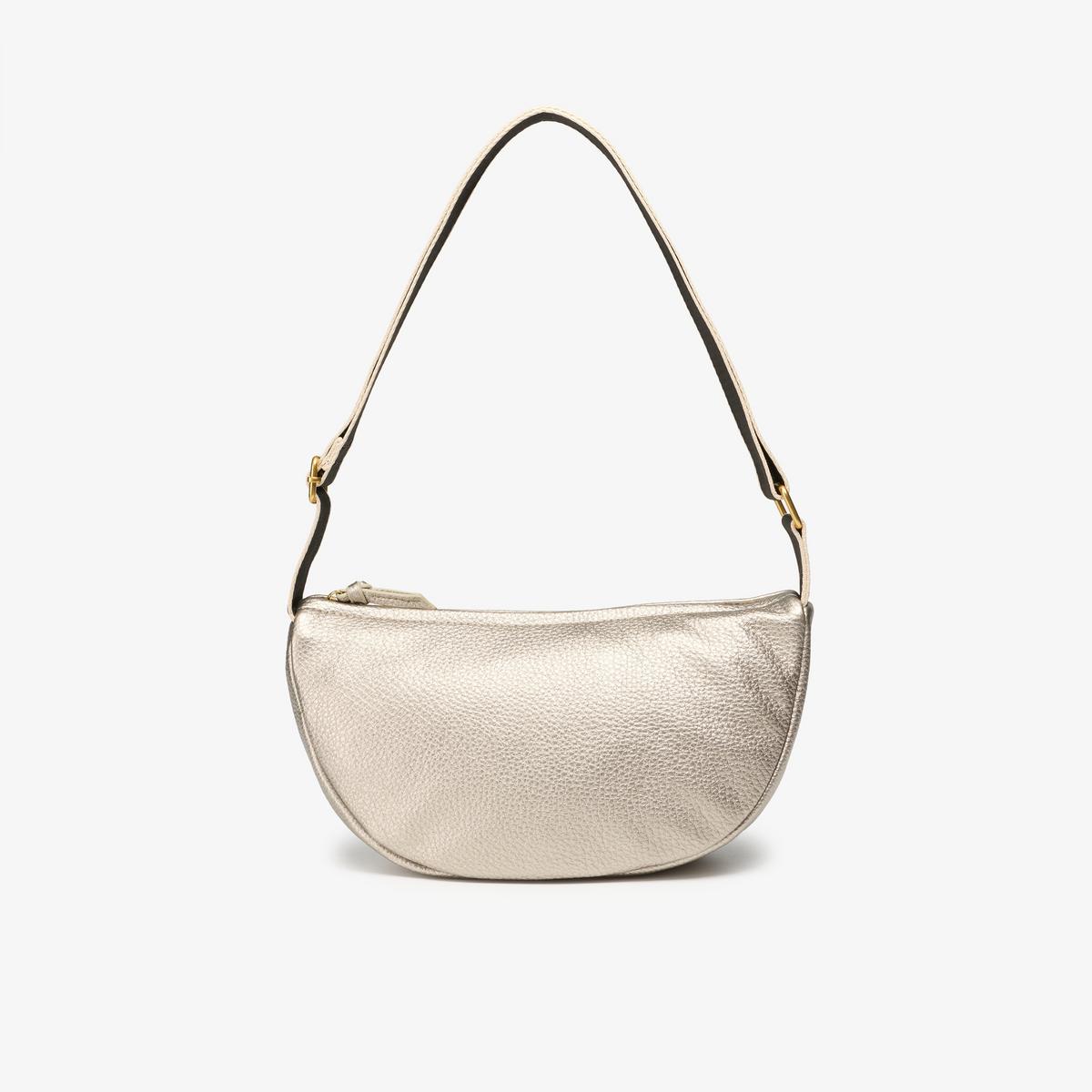 Leather Crescent Crossbody Bag  — Grey
