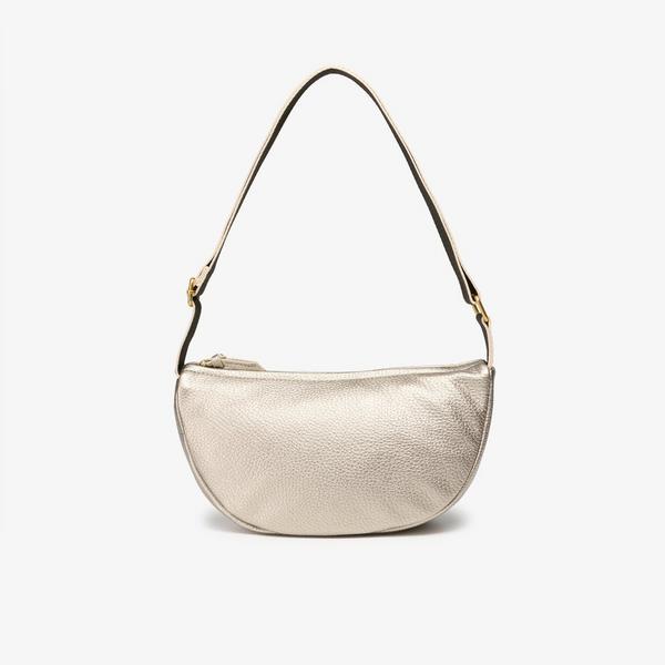 Leather Crescent Crossbody Bag  — Grey
