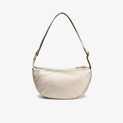 Leather Crescent Crossbody Bag  — Grey 2