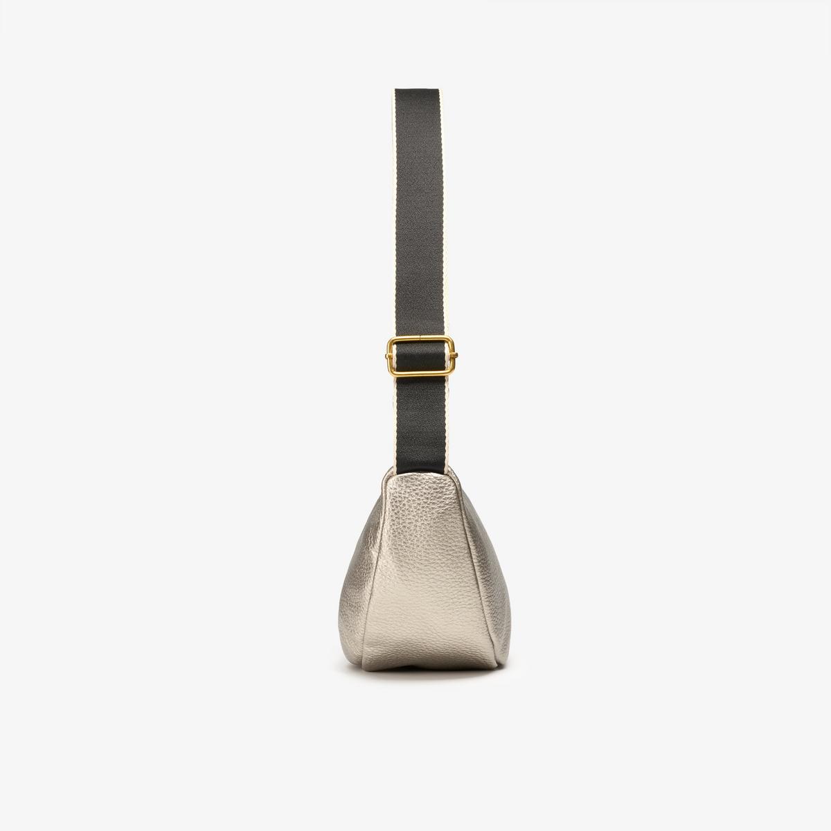 Leather Crescent Crossbody Bag  — Grey