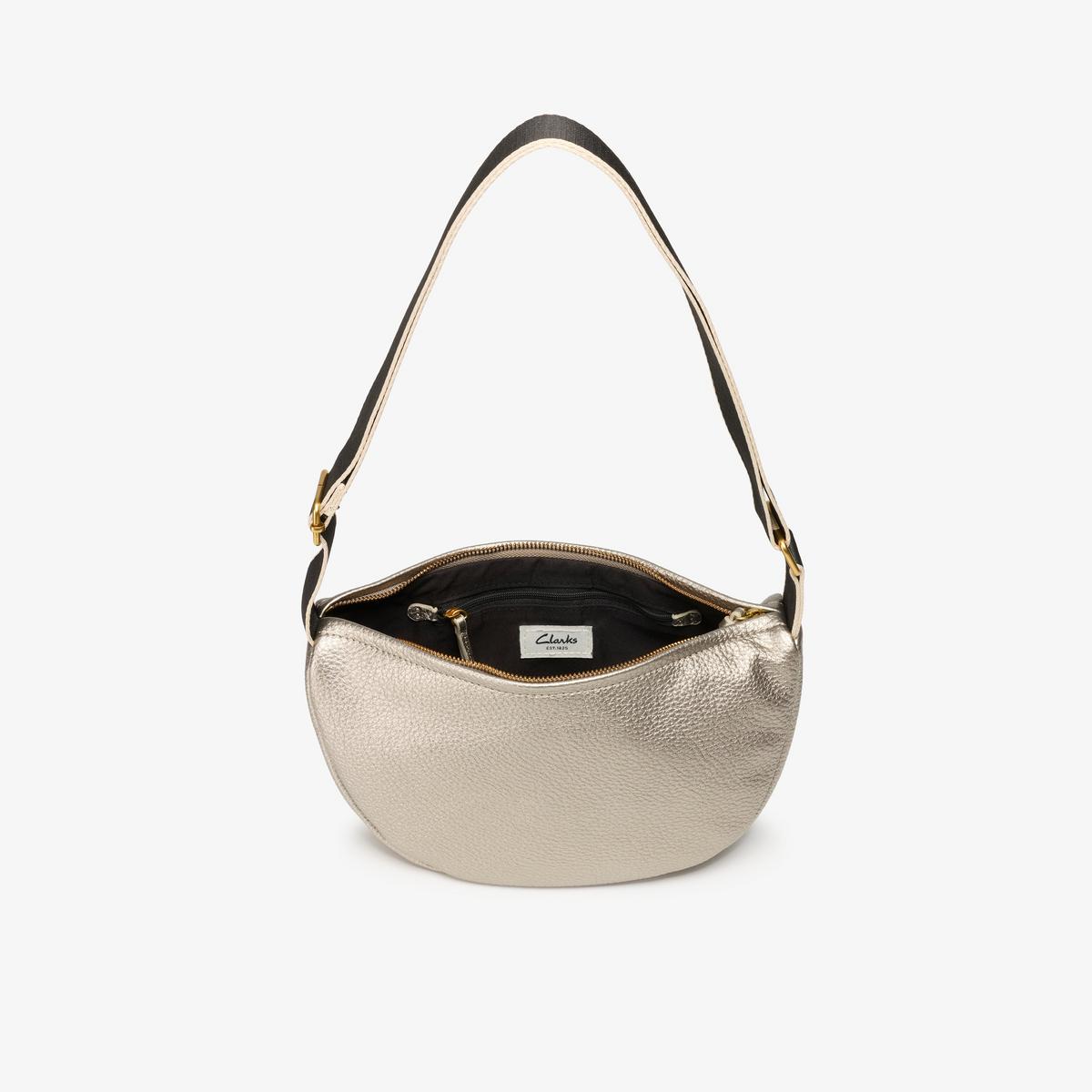 Leather Crescent Crossbody Bag  — Grey