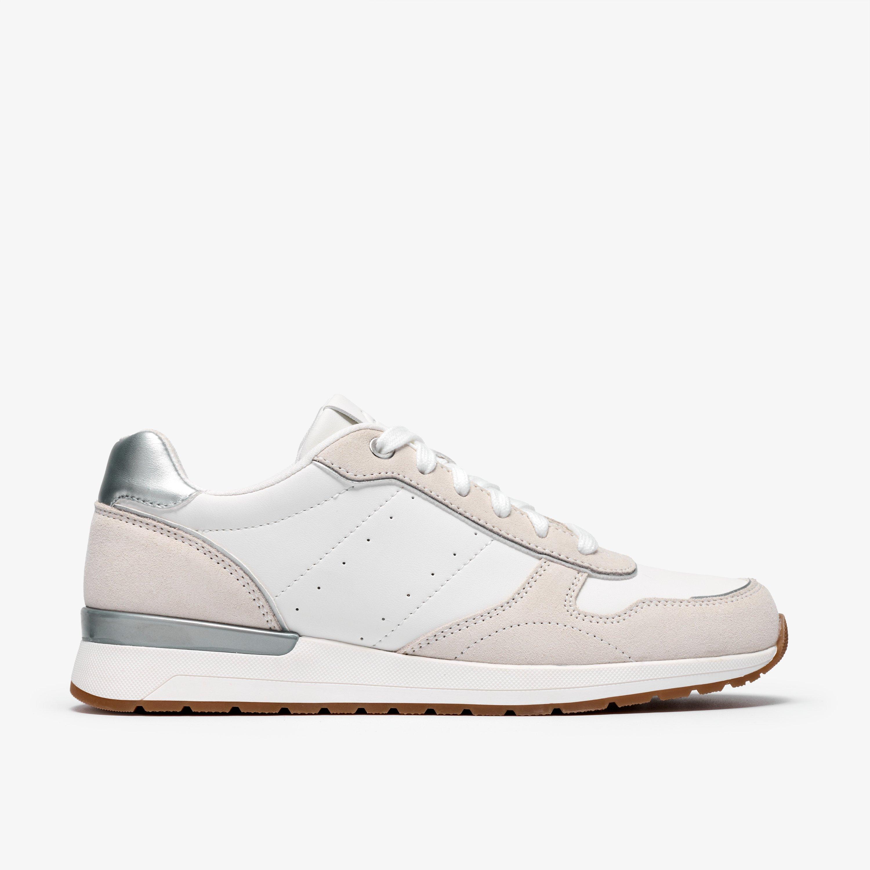 Emme Walk White Combination Leather Trainers, view 1 of 6
