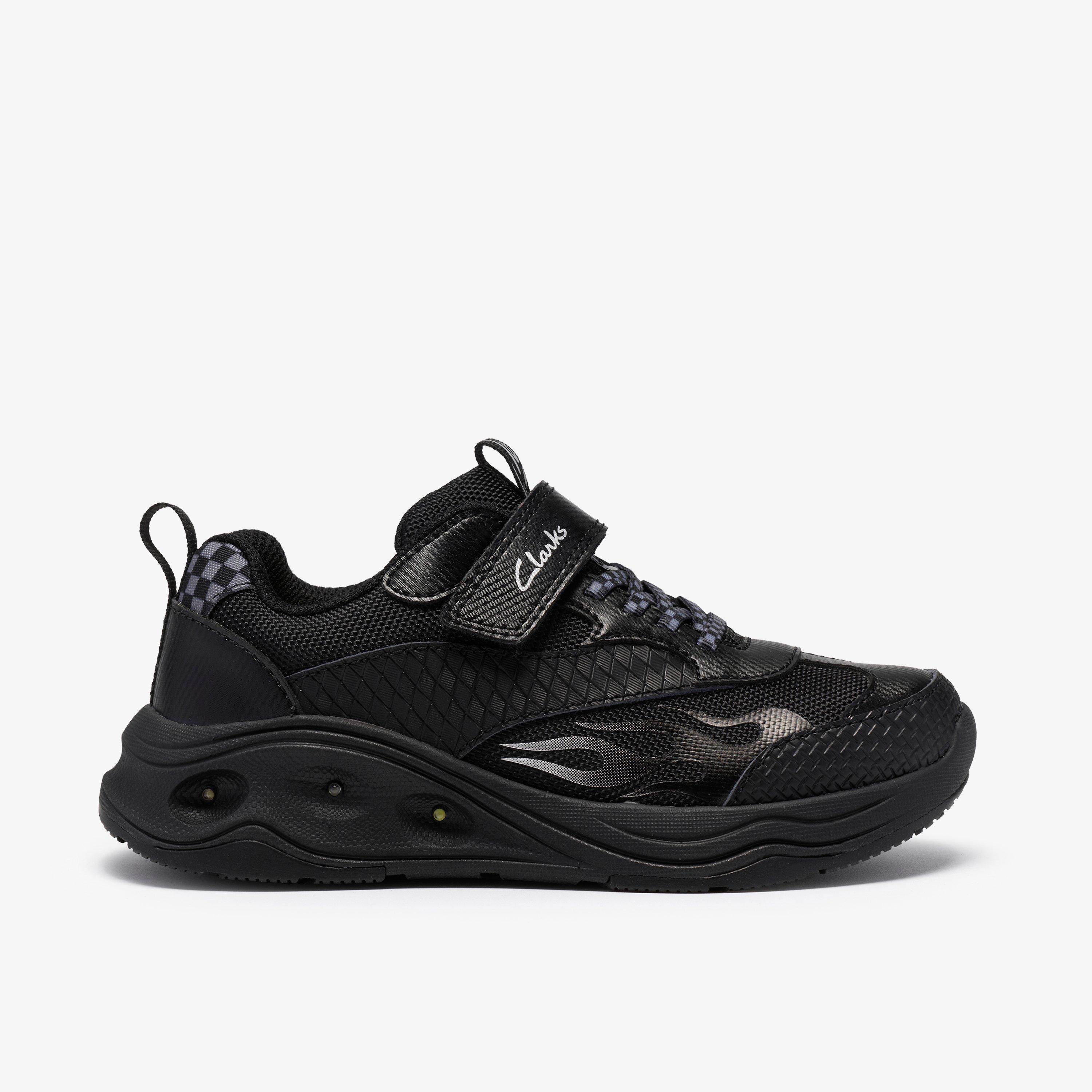 Gleam Go Kid Black Trainers Riptape School Shoes, view 1 of 6