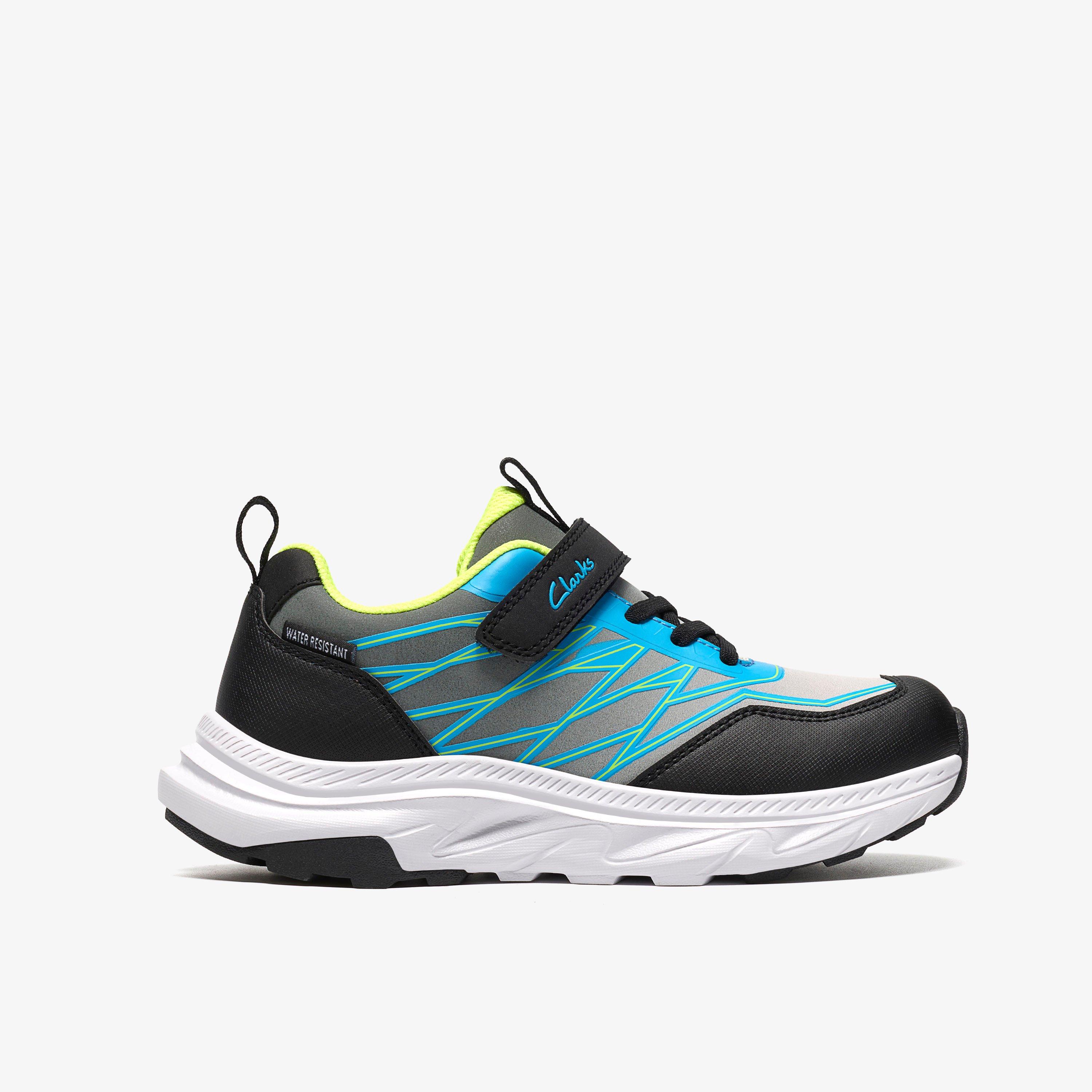 Merrick Way Kid Grey/Blue Trainers Riptape, view 1 of 6