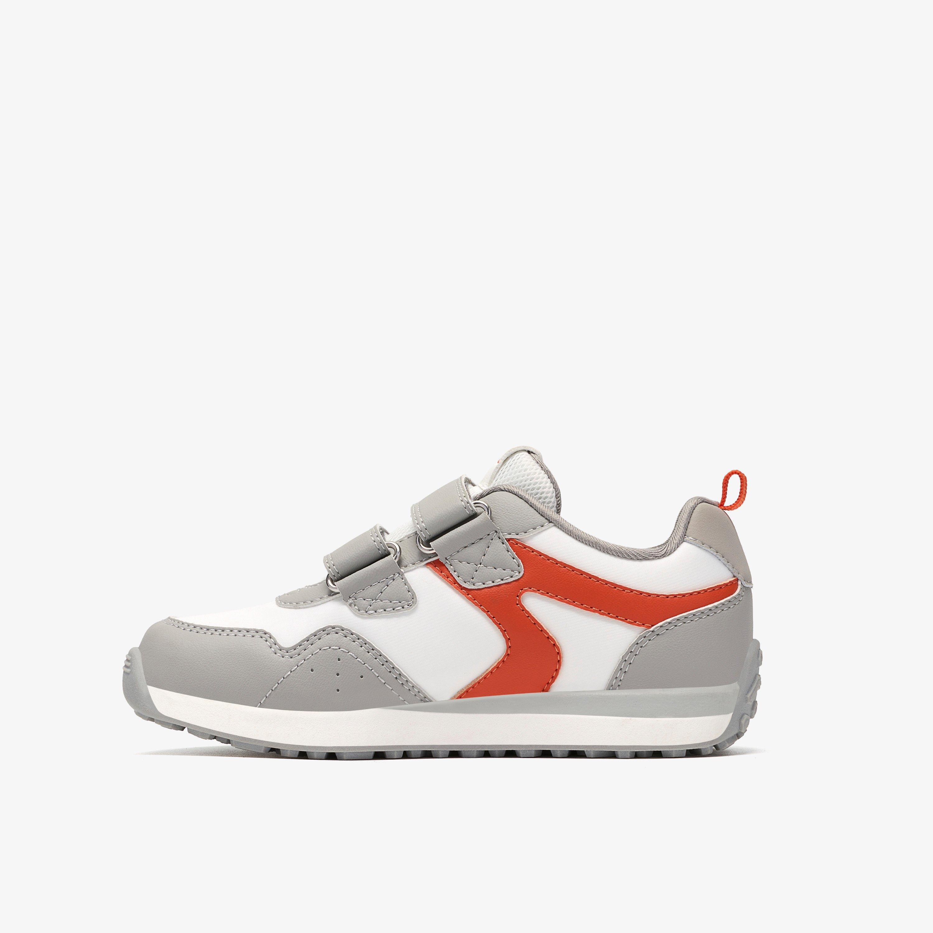 Dyrham Dash Kid White/Orange Trainers Riptape, view 2 of 6