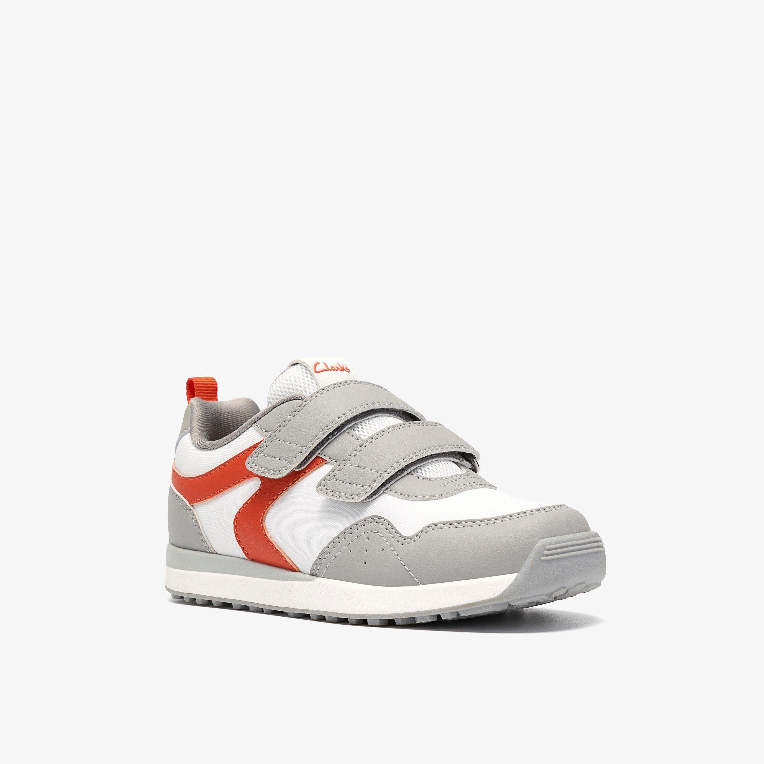 Dyrham Dash Kid White/Orange Trainers Riptape, view 4 of 6