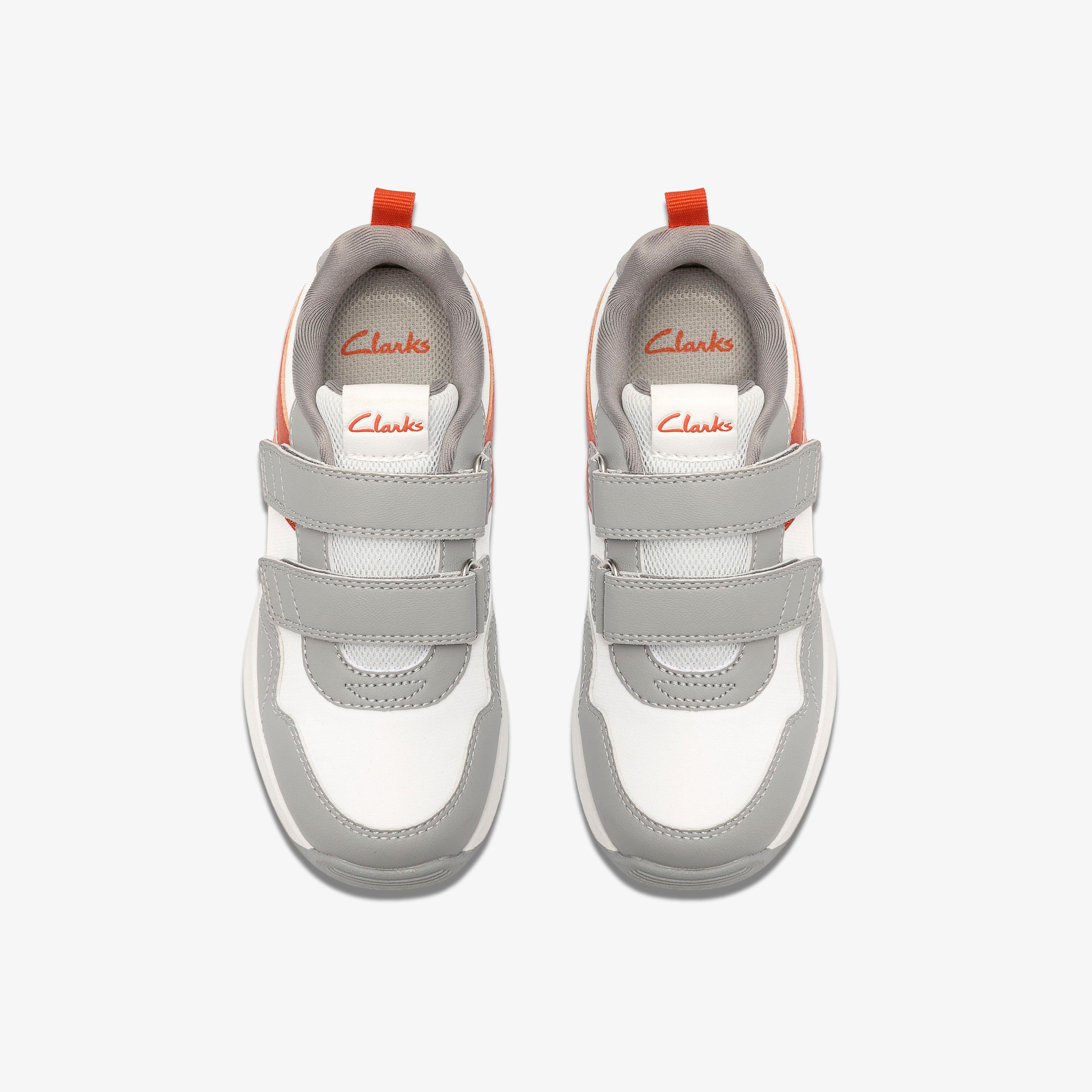 Dyrham Dash Kid White/Orange Trainers Riptape, view 6 of 6